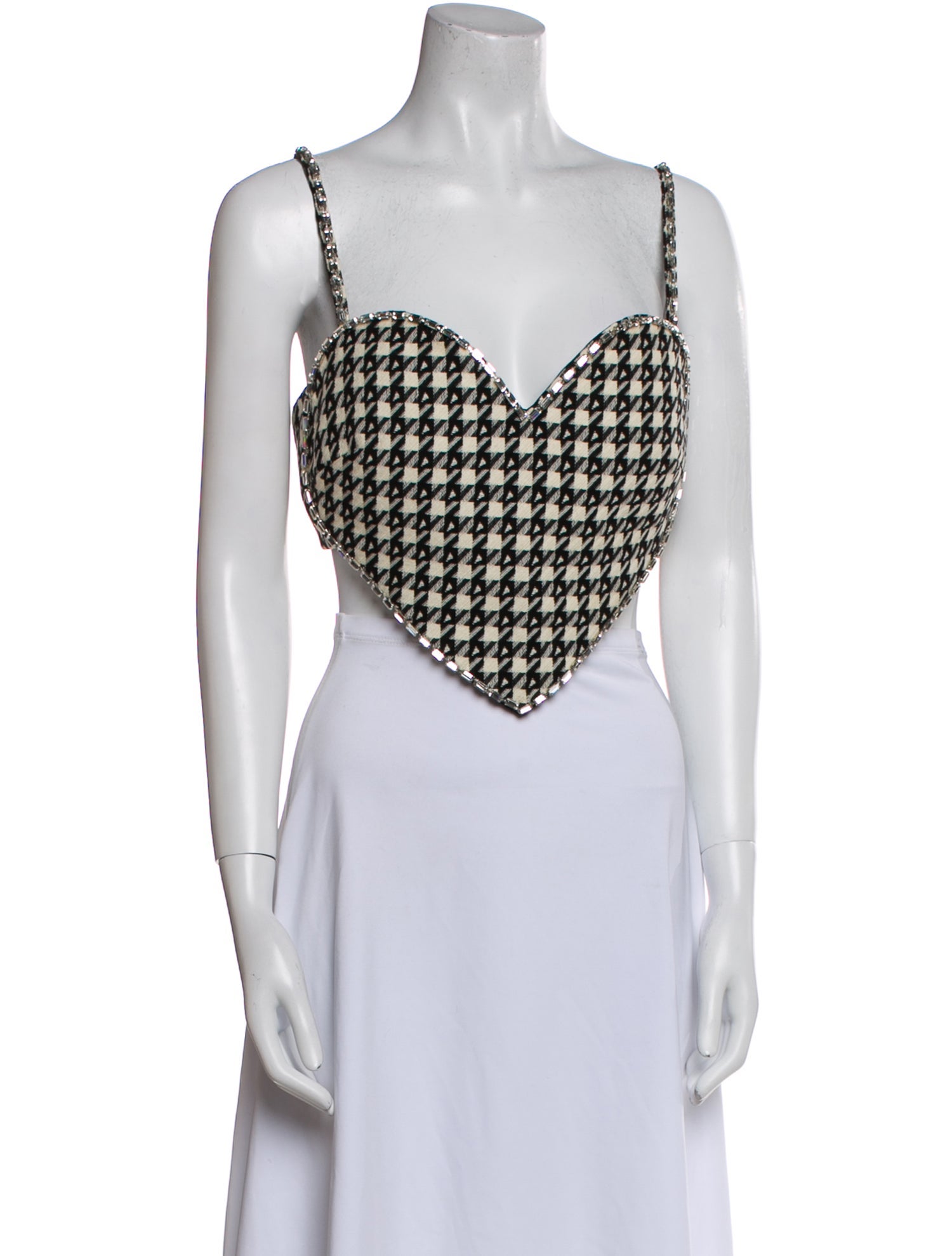 Area Virgin Wool Houndstooth Print Crop Top