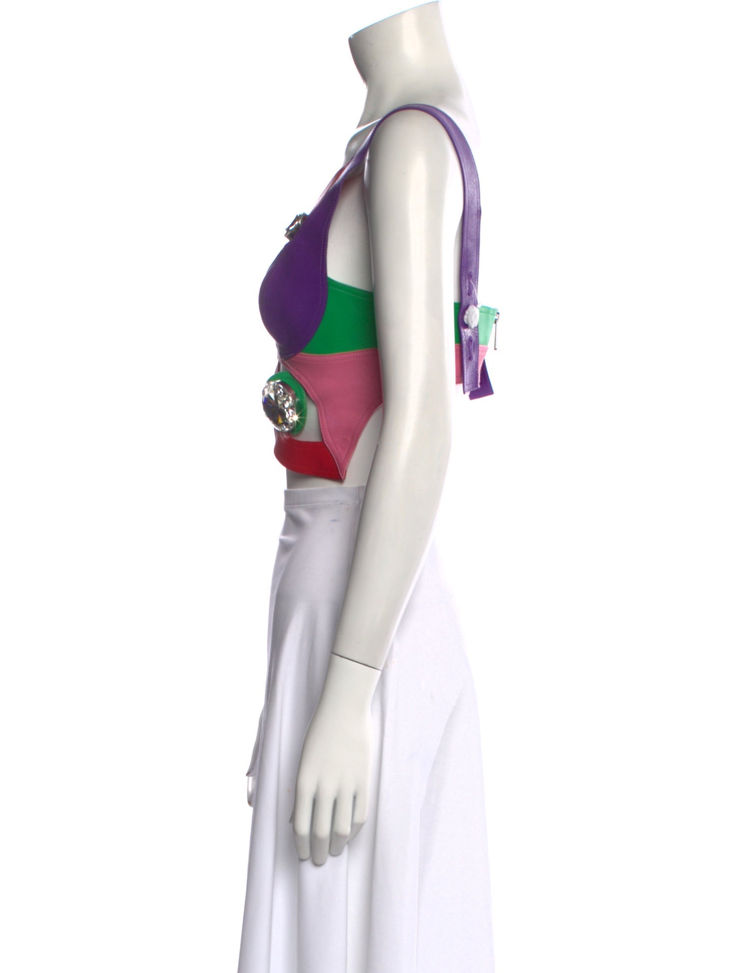 Area Lamb Leather Printed Crop Top