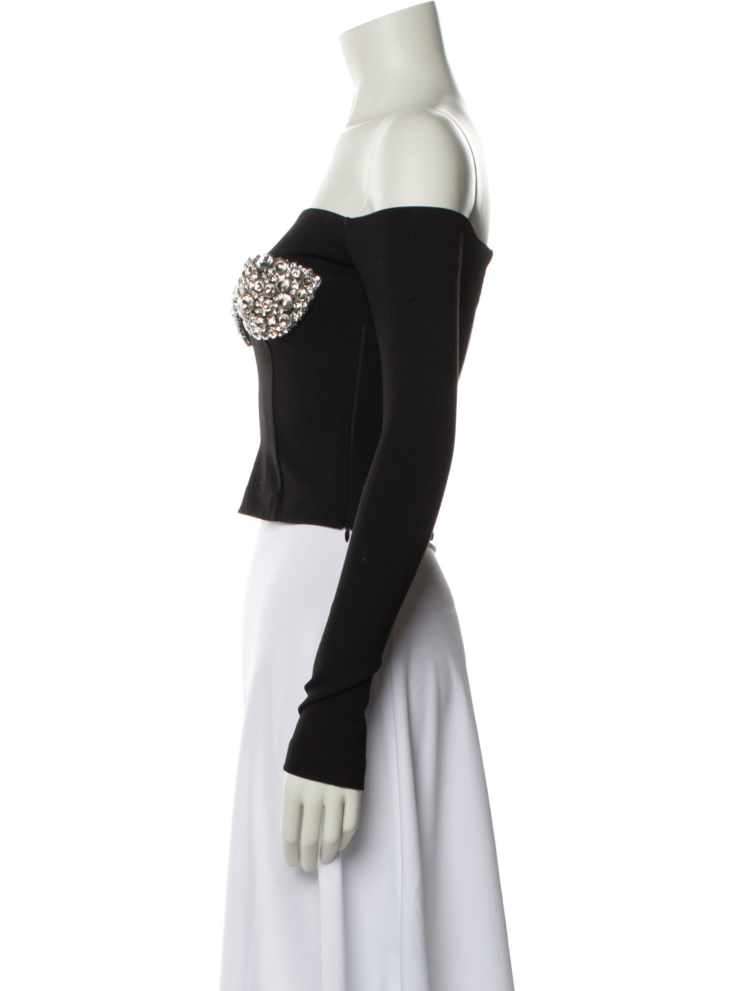 Area Off-The-Shoulder Long Sleeve Crop Top