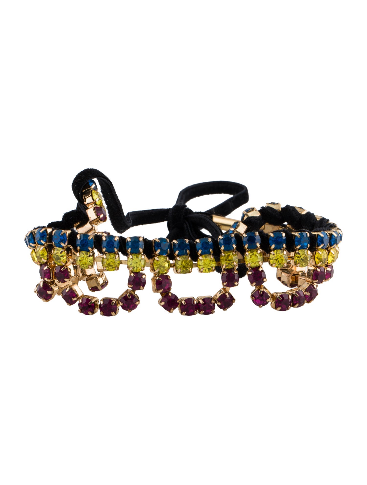 Area Crystal Short Ribbon Choker Necklace