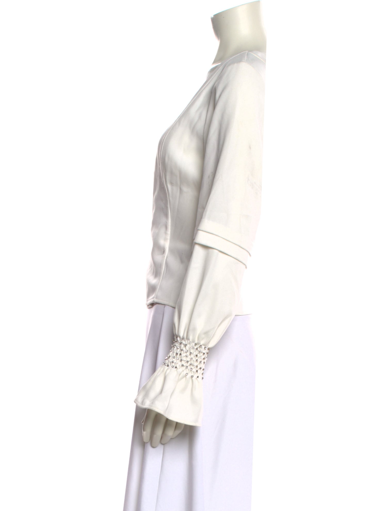 Area V-Neck Long Sleeve Blouse