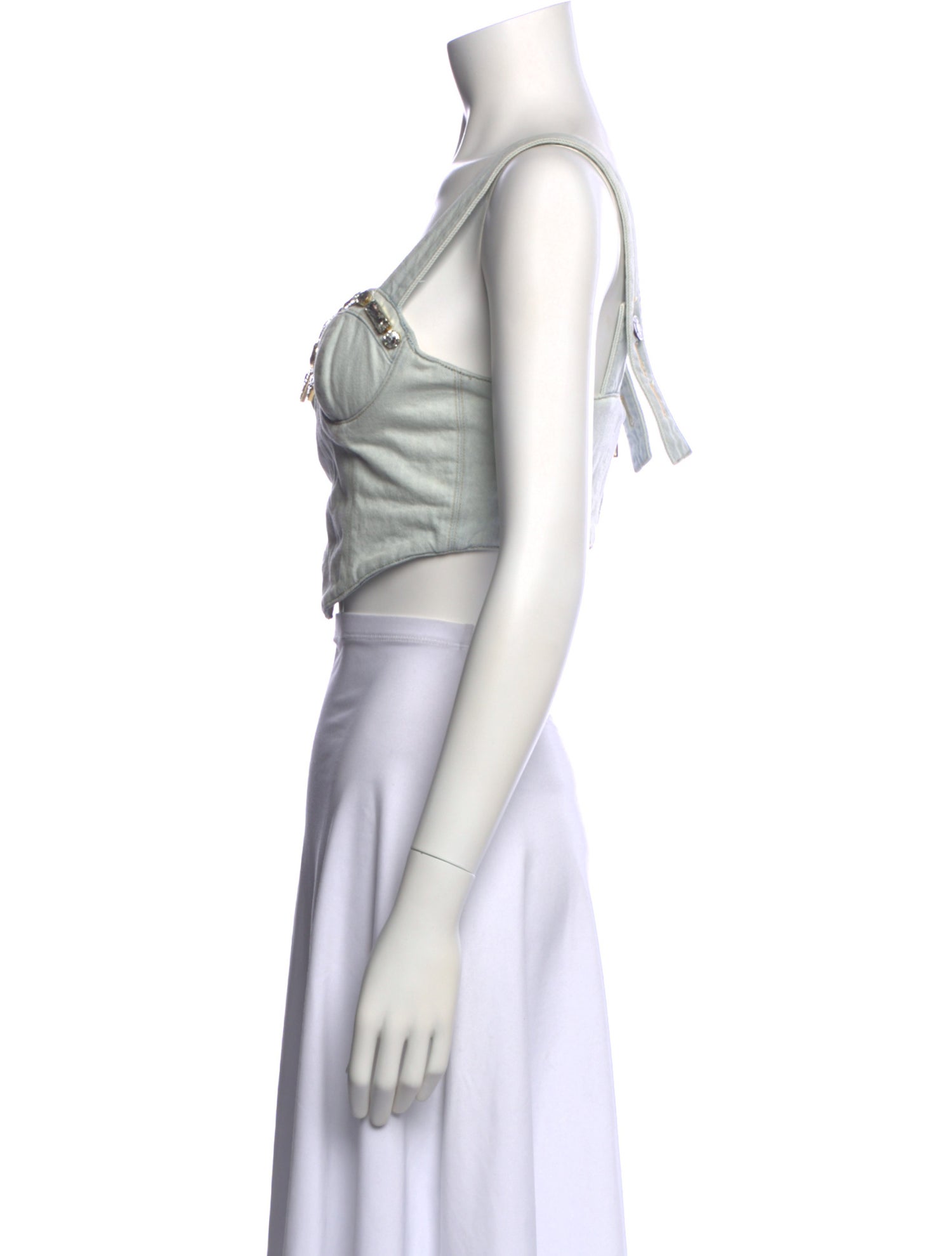 Area Square Neckline Sleeveless Crop Top