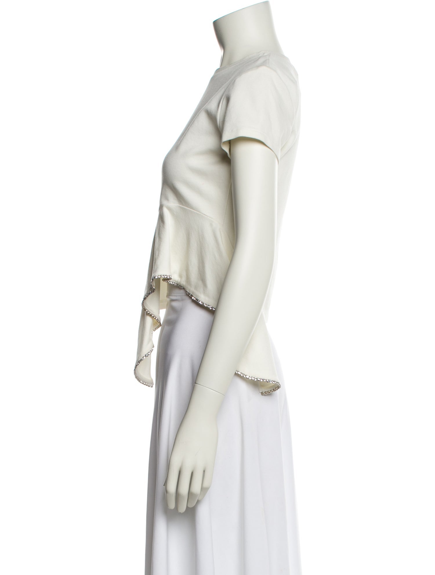 Area Square Neckline Short Sleeve Crop Top