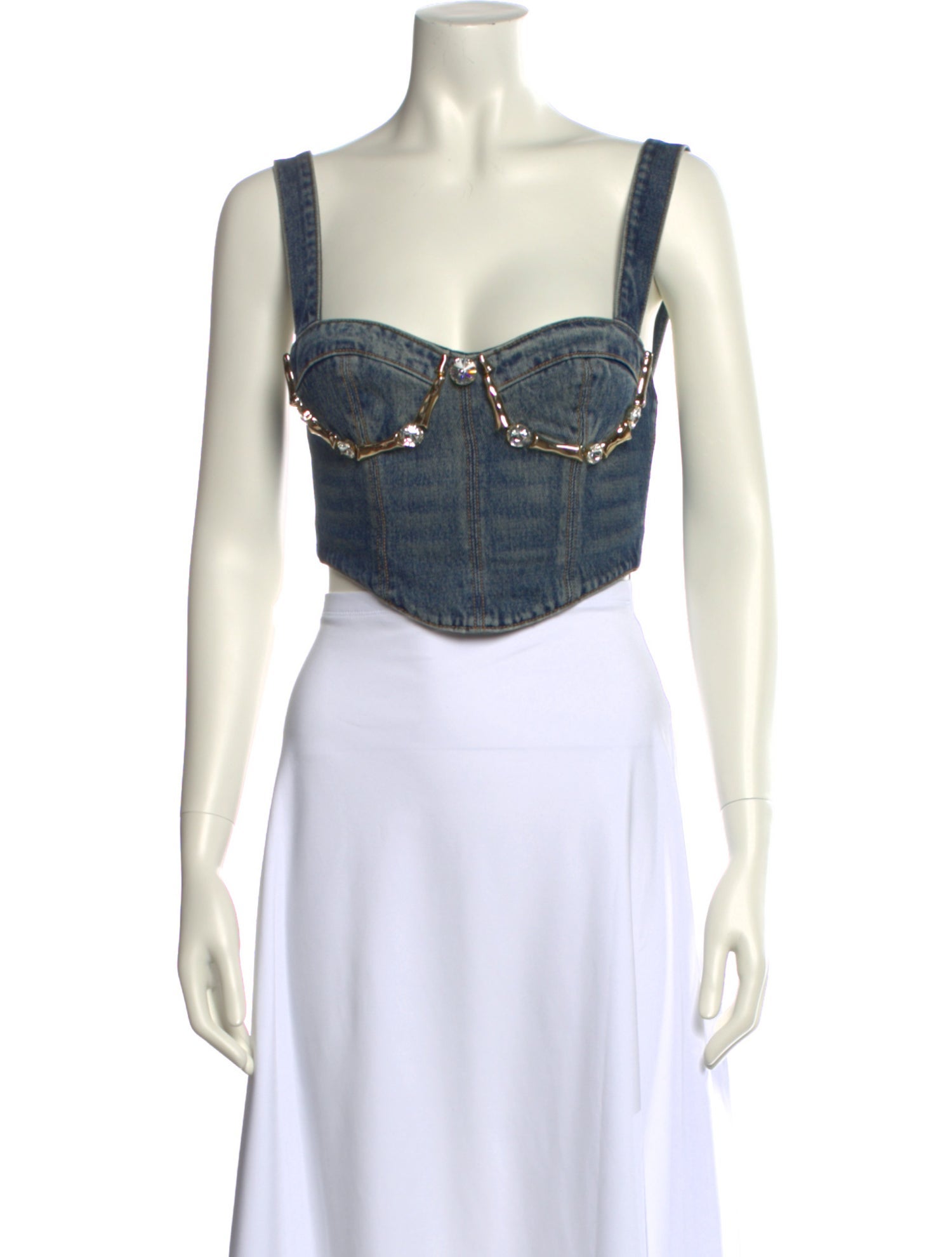 Area Square Neckline Sleeveless Crop Top