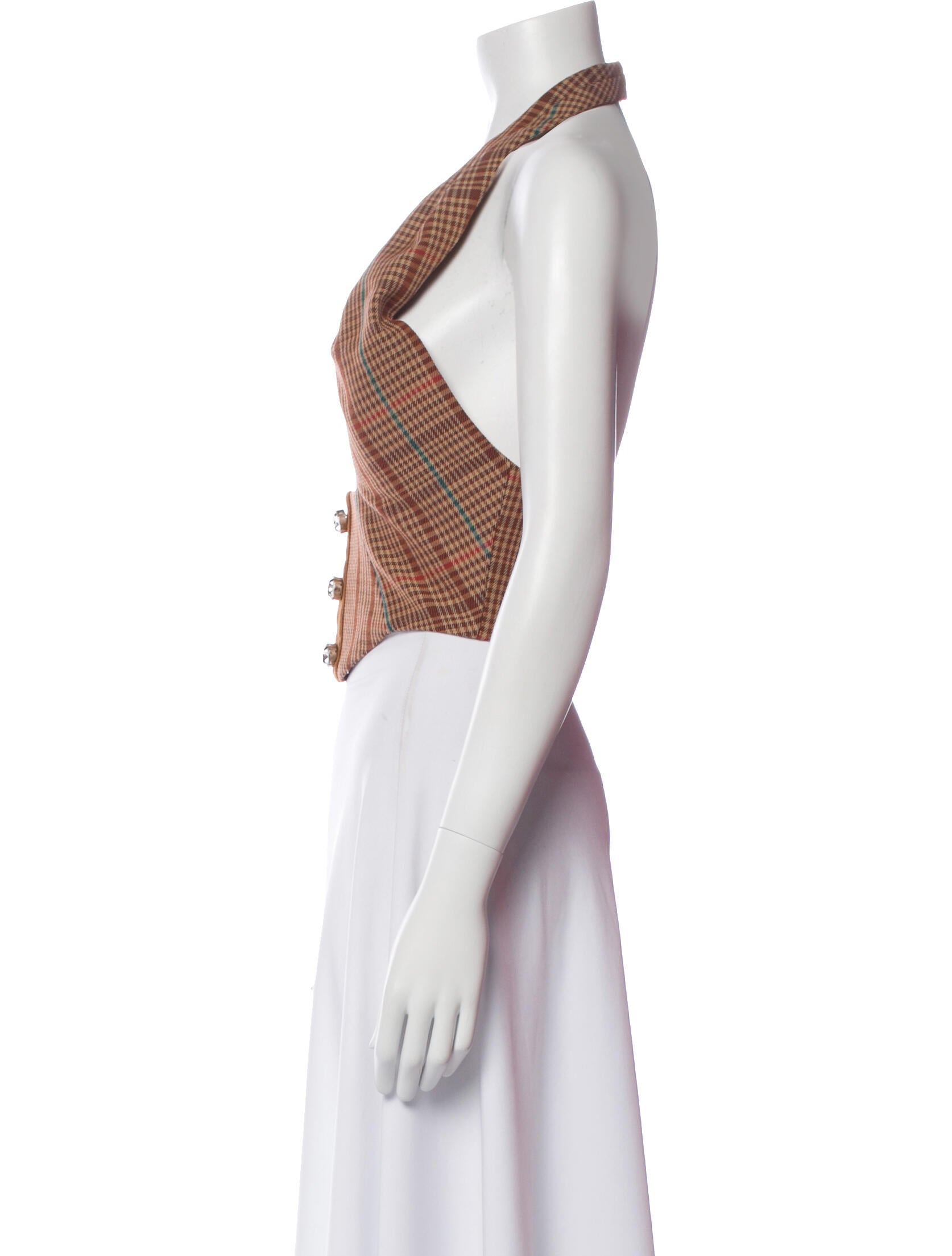 Area NYC Wool Plaid Print Crop Top