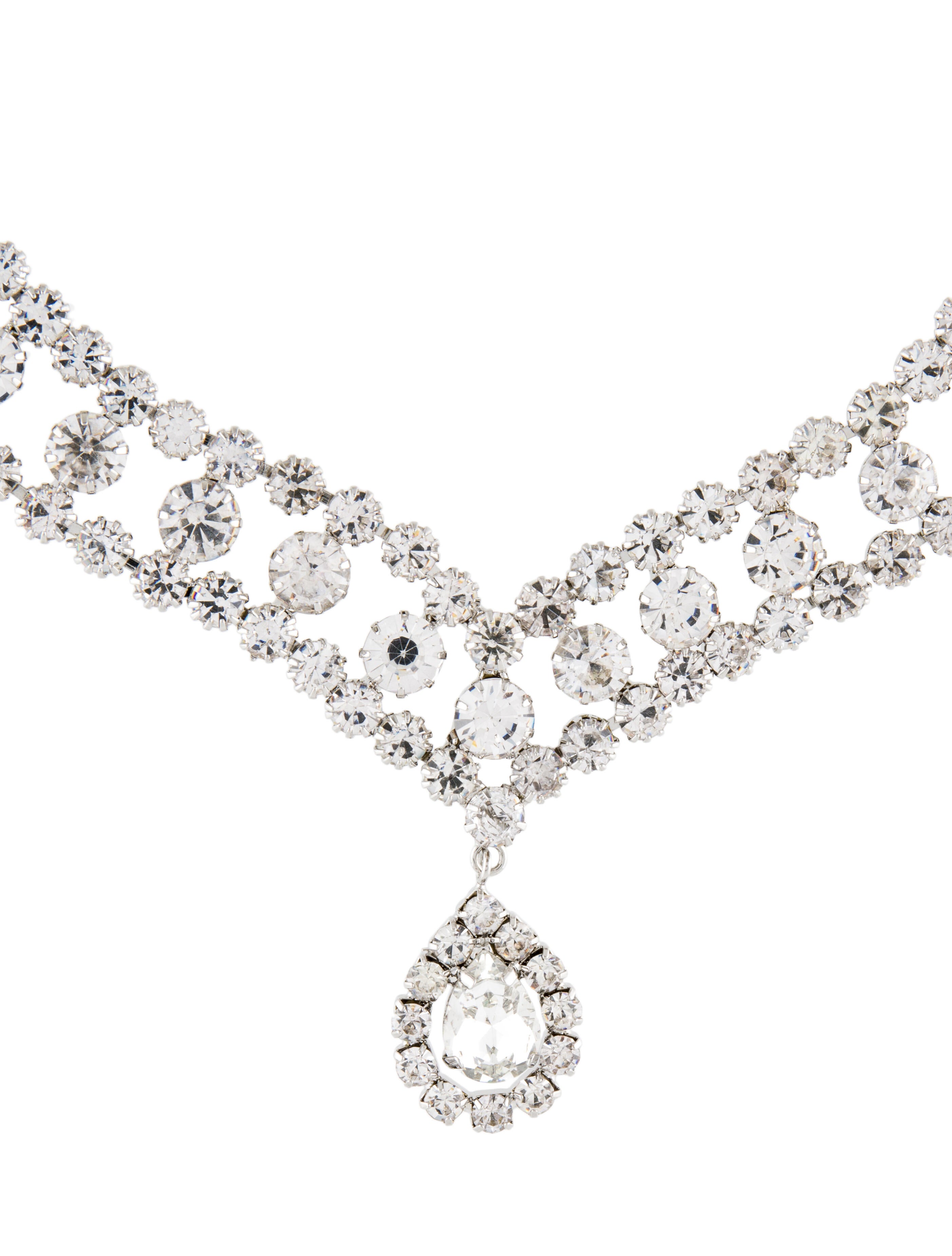 Alessandra Rich Crystal Drop Pendant Necklace