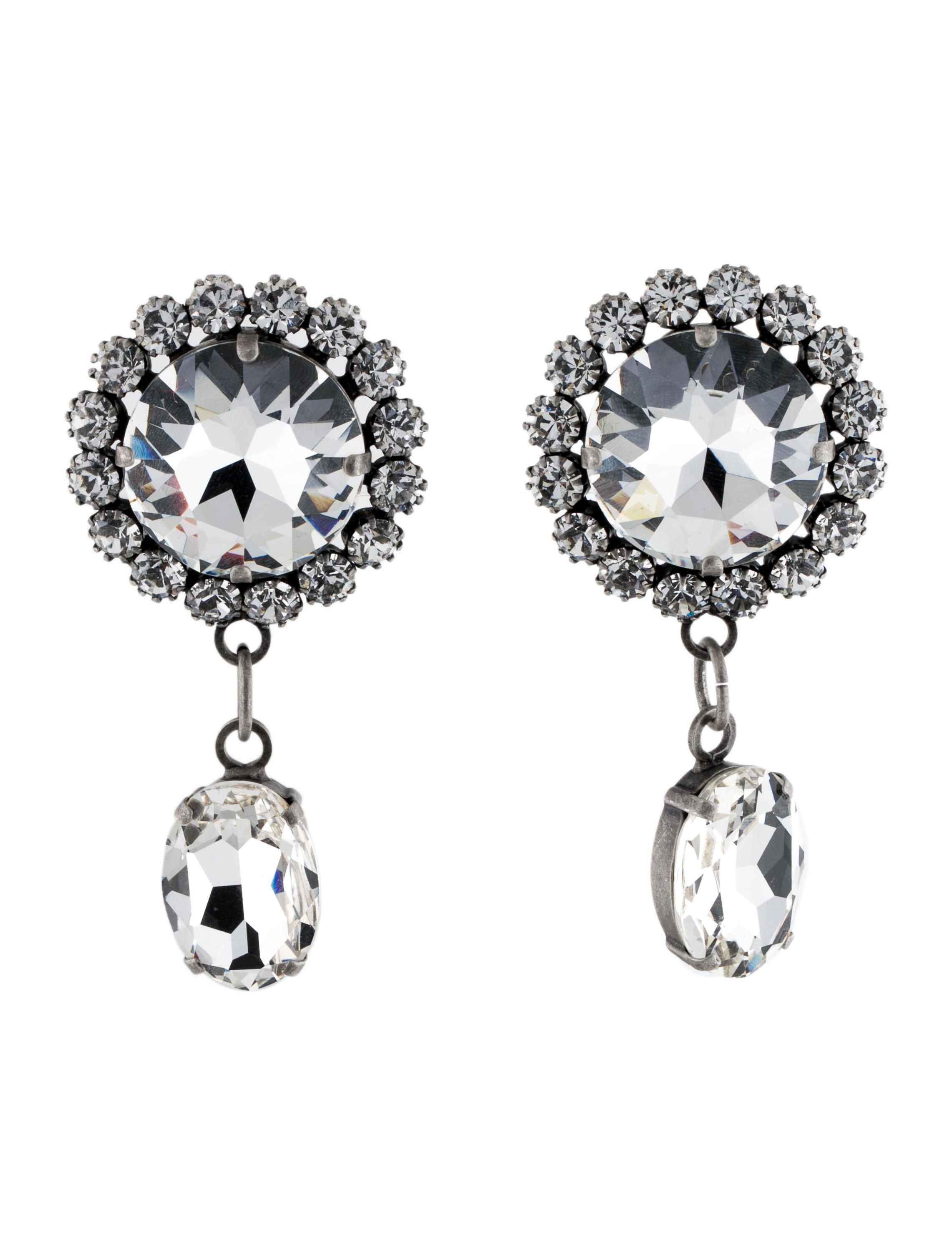 Alessandra Rich Crystal ClipOn Drop Earrings Brass ClipOn, Earrings