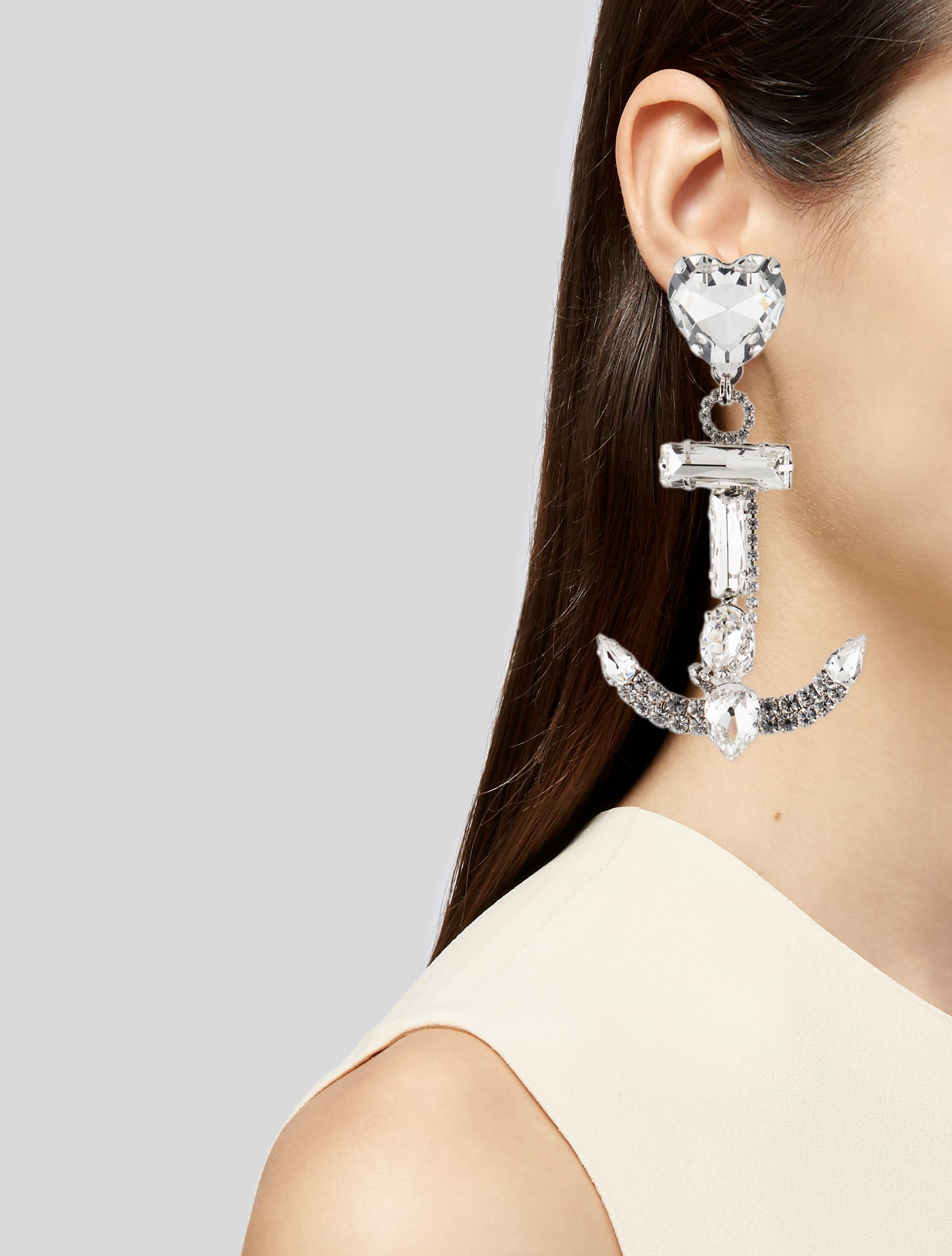 【関税込み】ALESSANDRA RICH CHANDELIER EARRINGS Alessandra Rich Crystal Anchor Chandelier Earrings - Rhodium