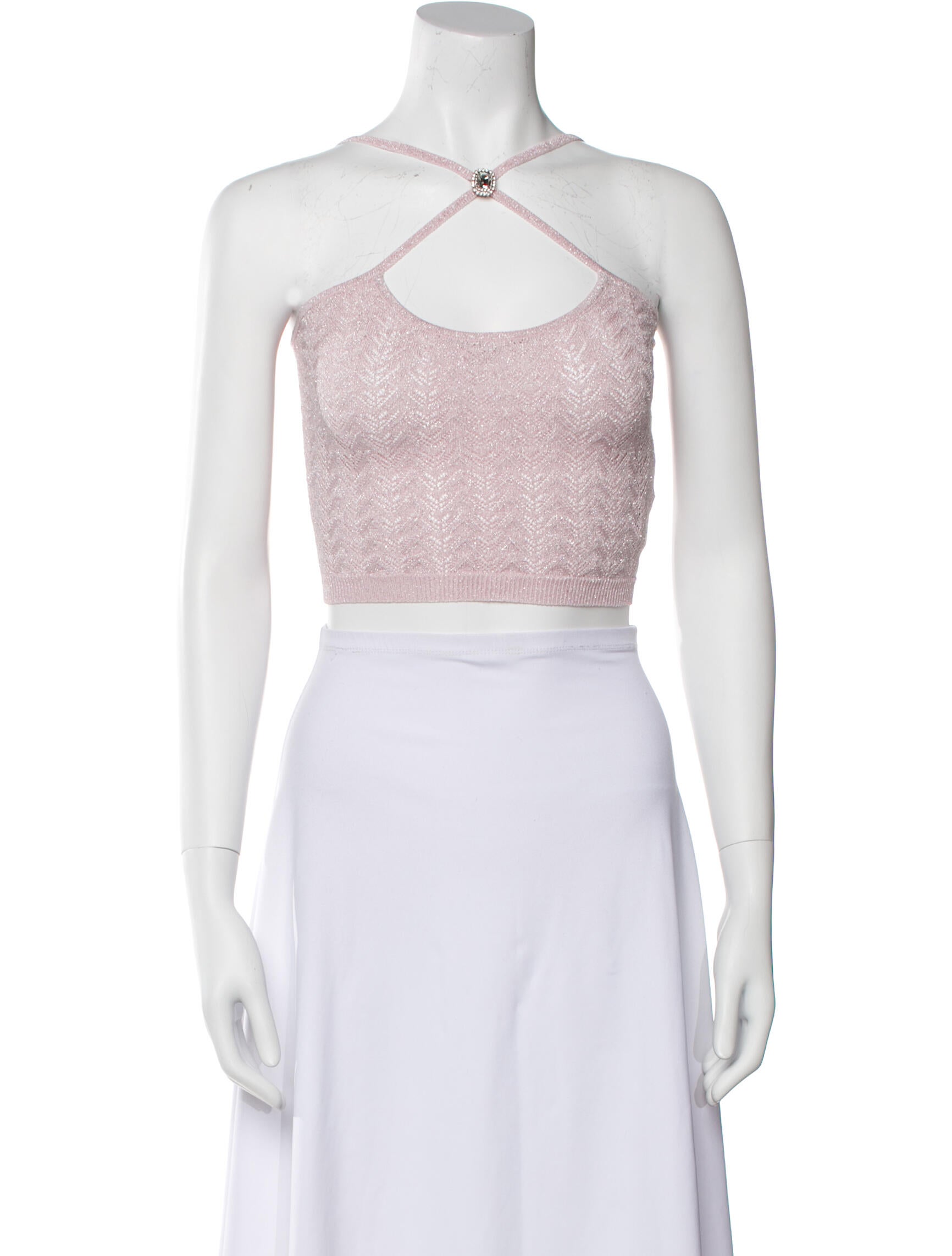 Alessandra Rich Halterneck Sleeveless Crop Top