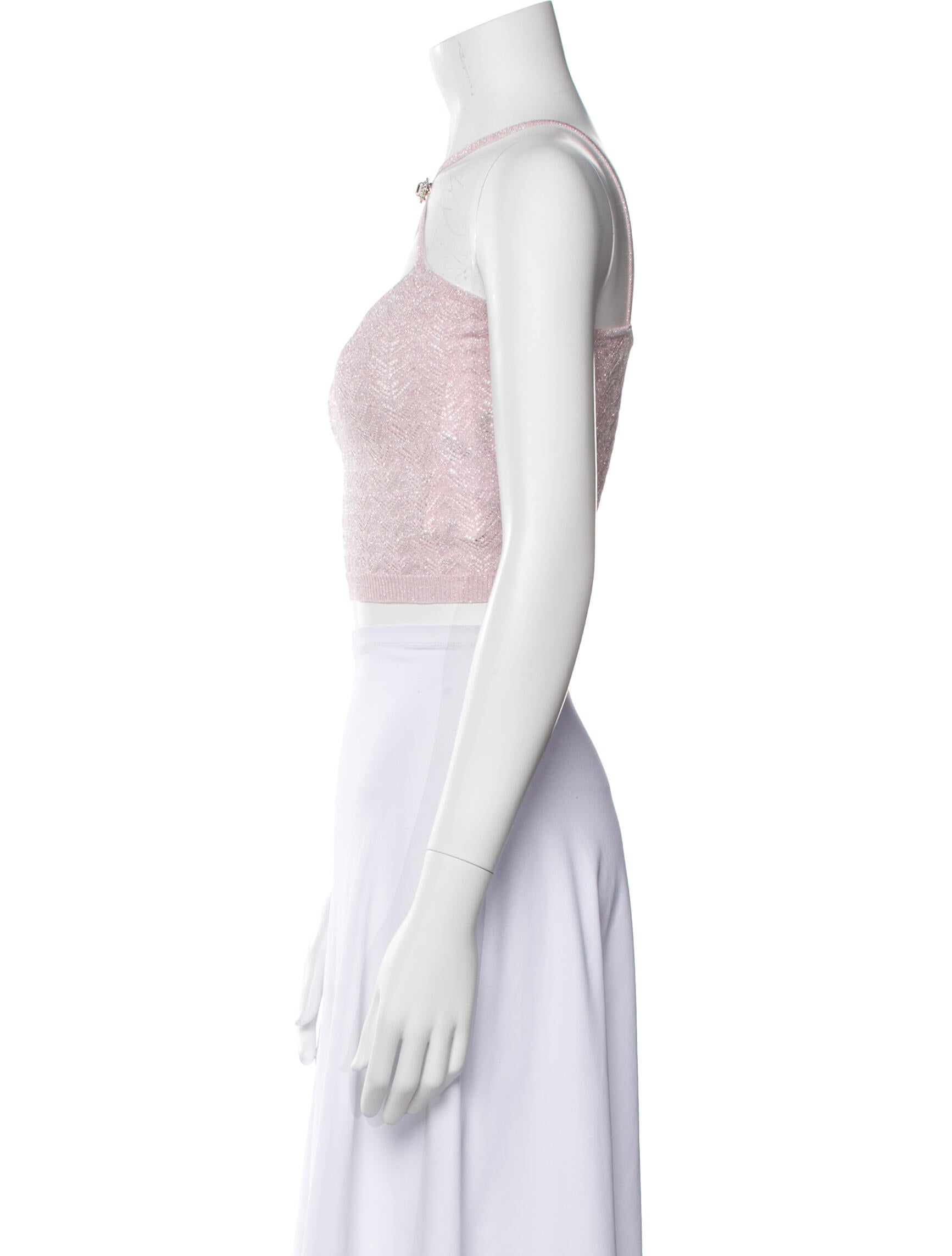 Alessandra Rich Halterneck Sleeveless Crop Top