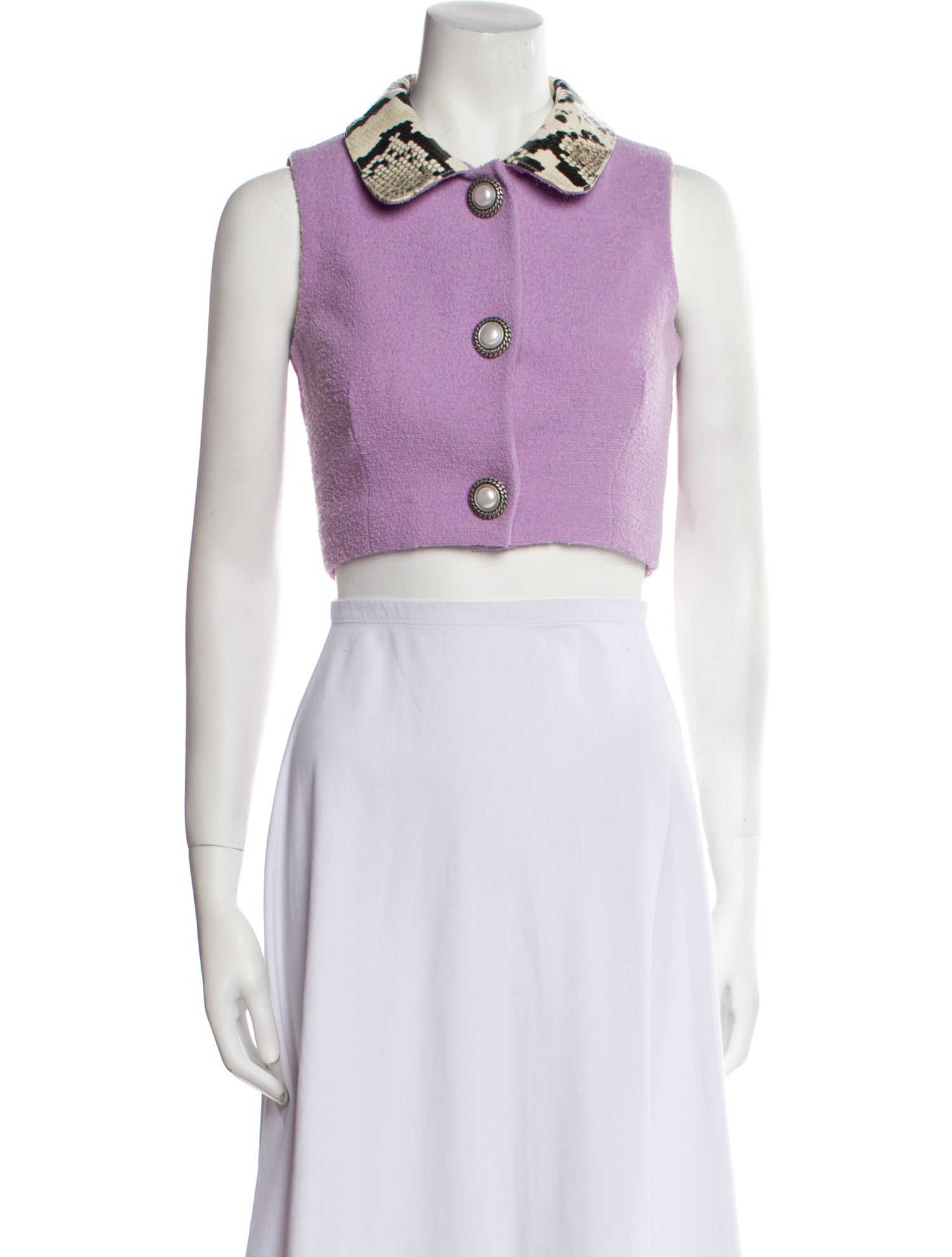 Alessandra Rich Animal Print Sleeveless Crop Top