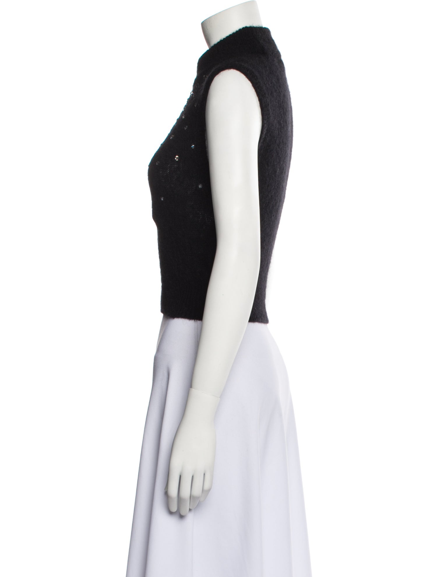 Alessandra Rich Turtleneck Sleeveless Crop Top