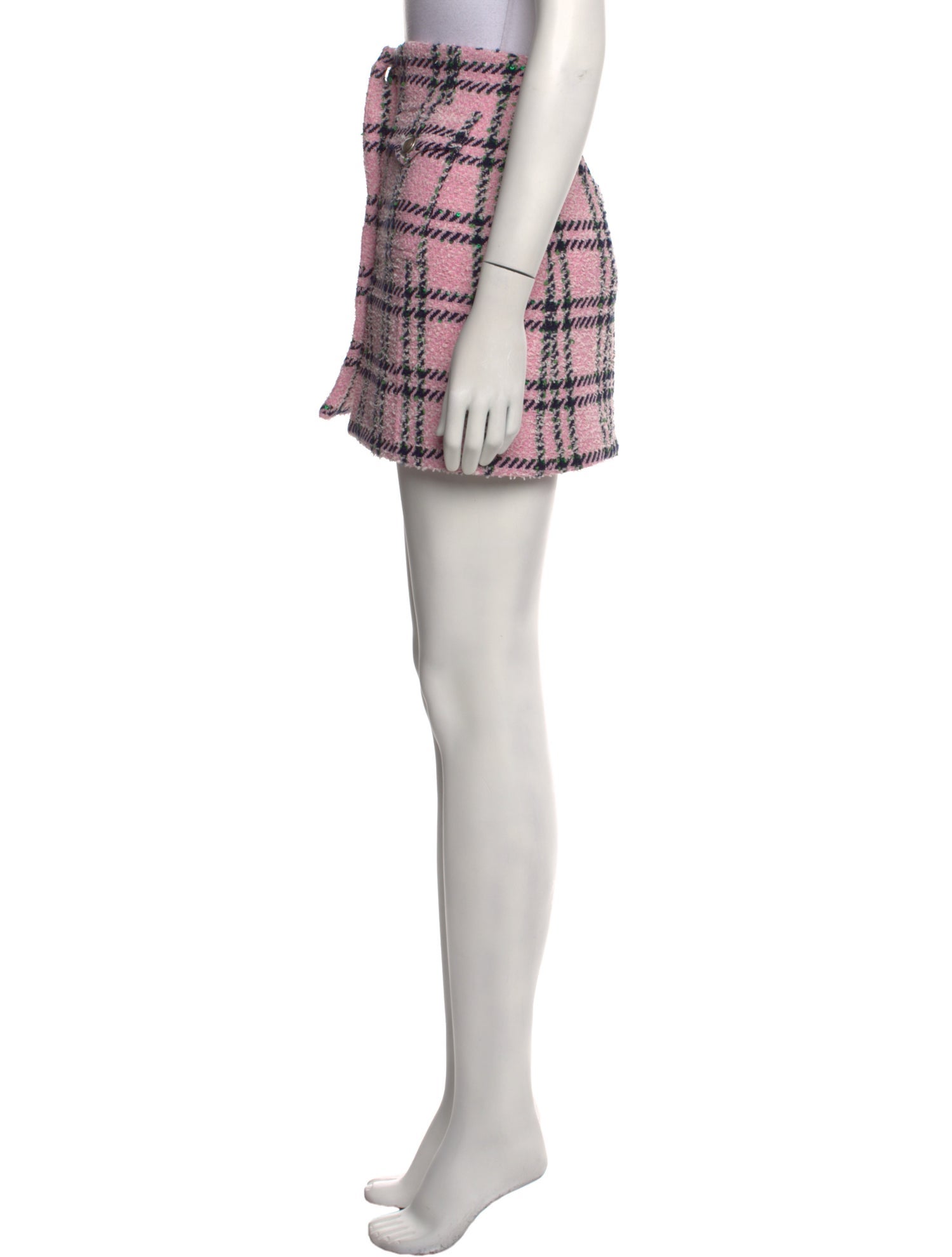 Alessandra Rich Plaid Print Mini Skirt