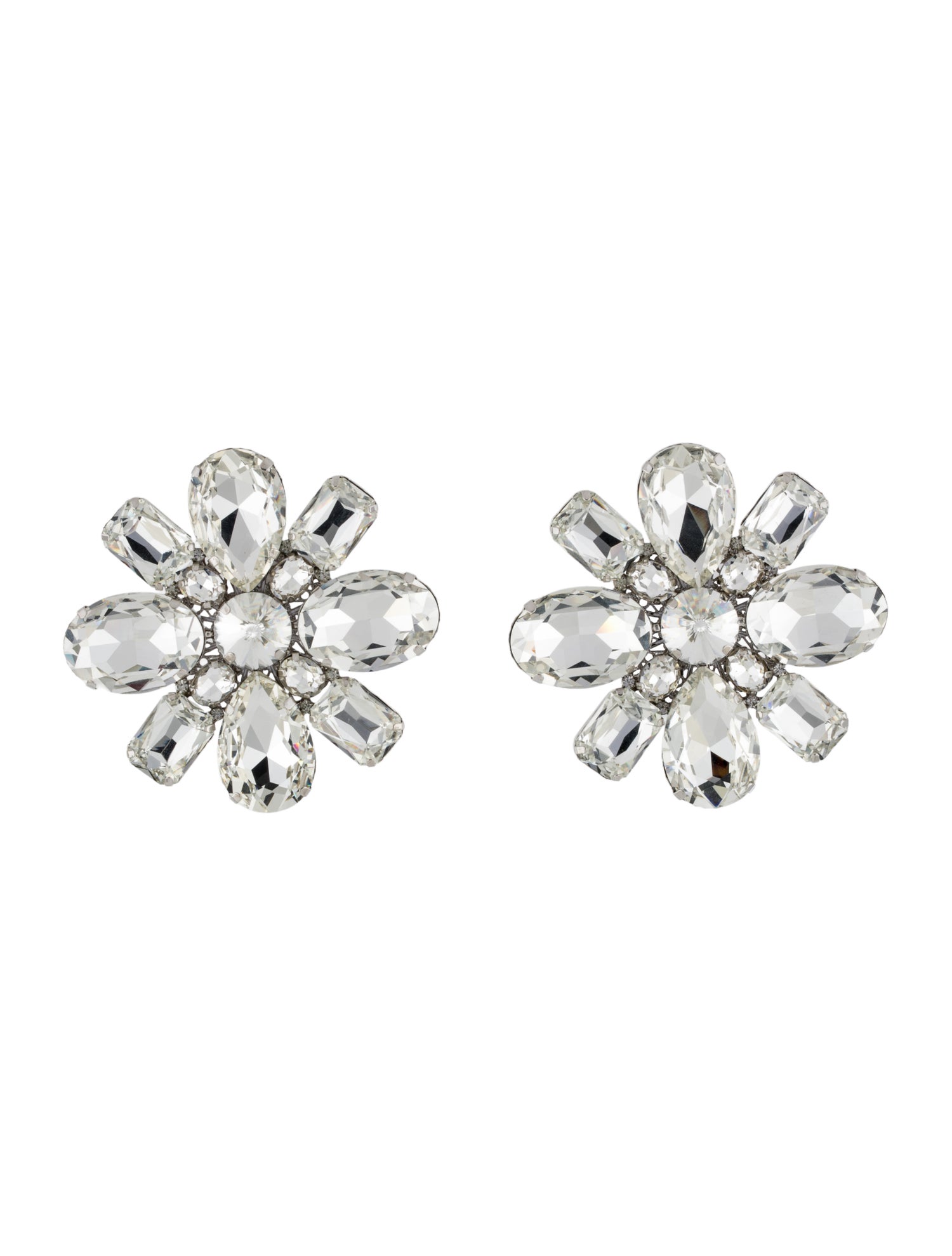 Alessandra Rich Crystal Flower Clip-On Earrings