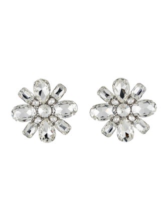 Alessandra Rich Crystal Flower Clip-On Earrings