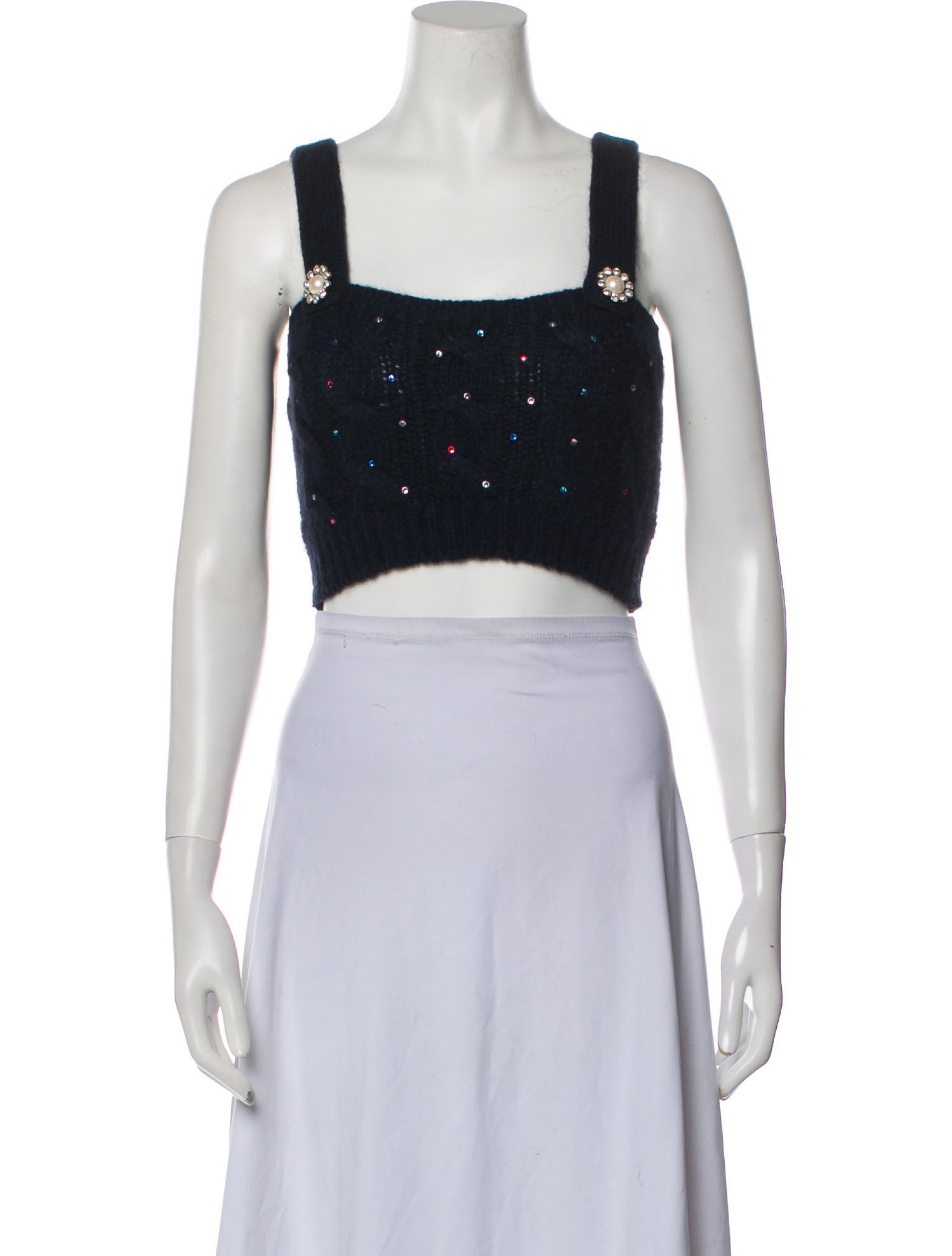 Alessandra Rich Square Neckline Sleeveless Crop Top w/ Tags