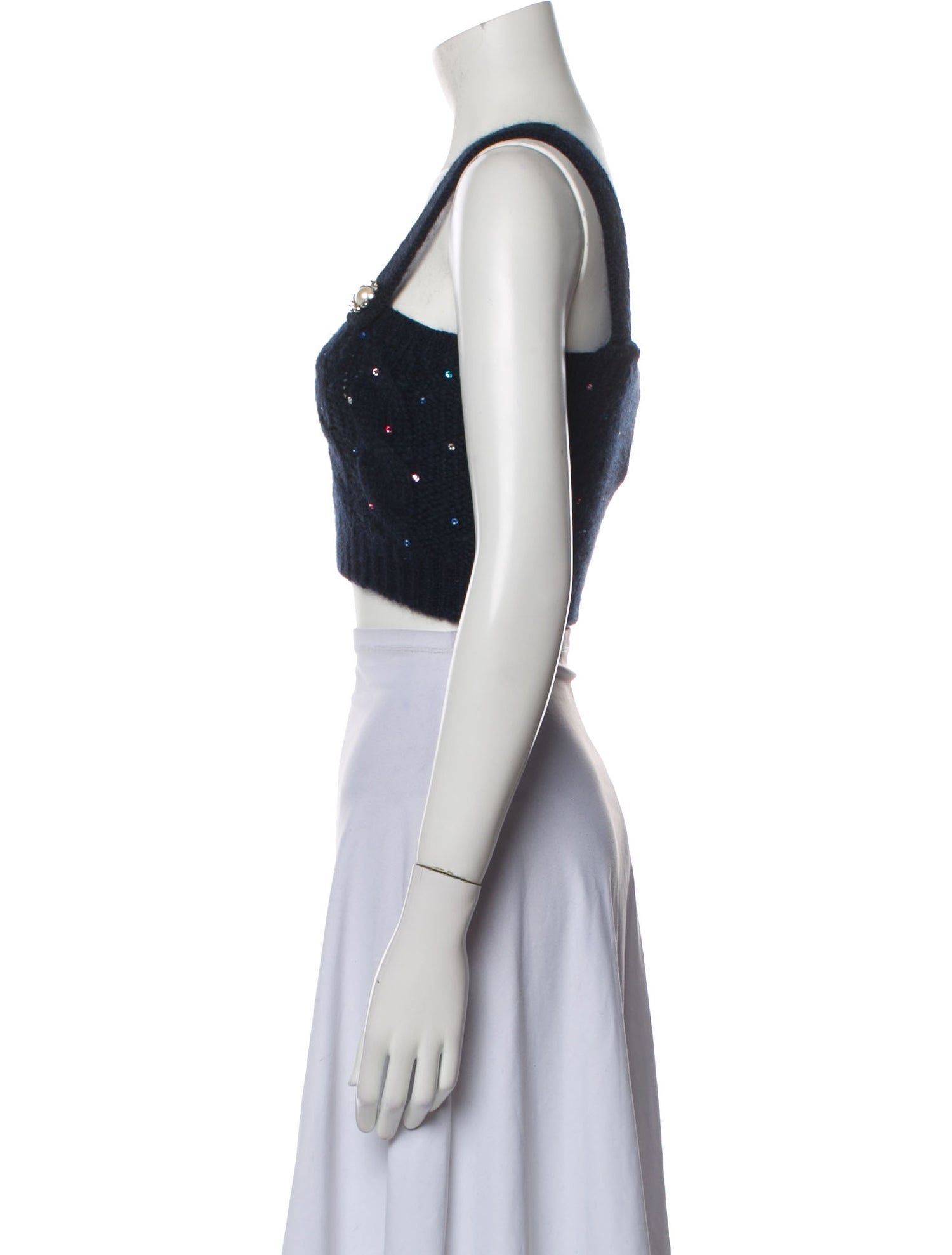 Alessandra Rich Square Neckline Sleeveless Crop Top w/ Tags