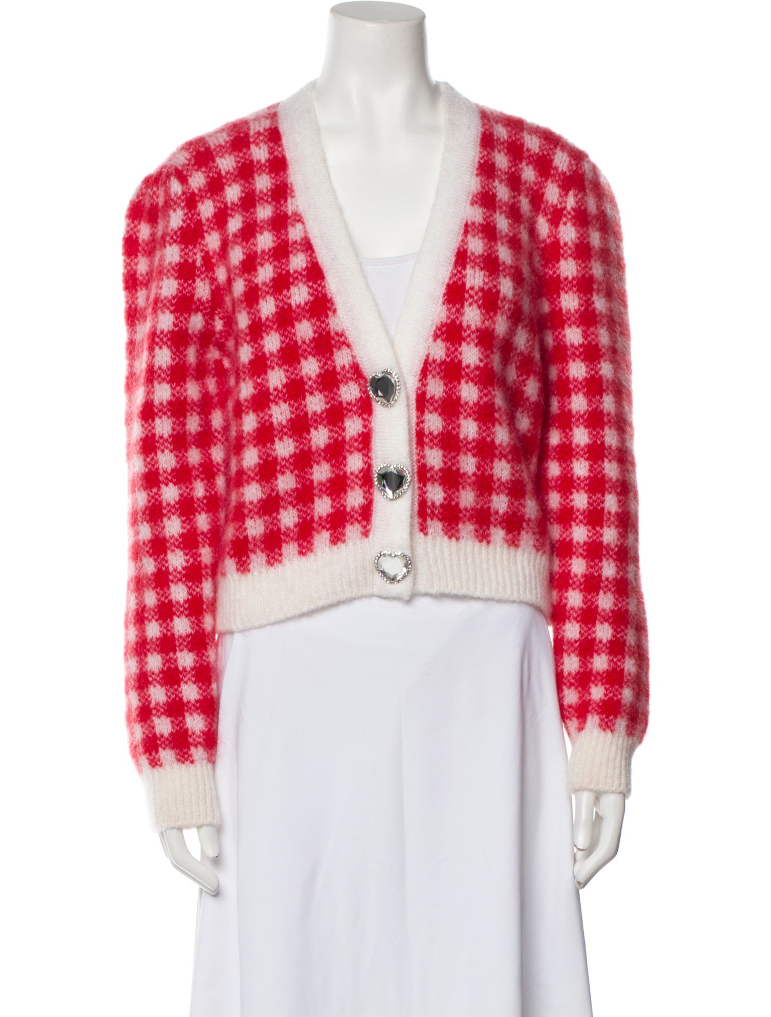 Alessandra Rich Mohair Plaid Print Sweater