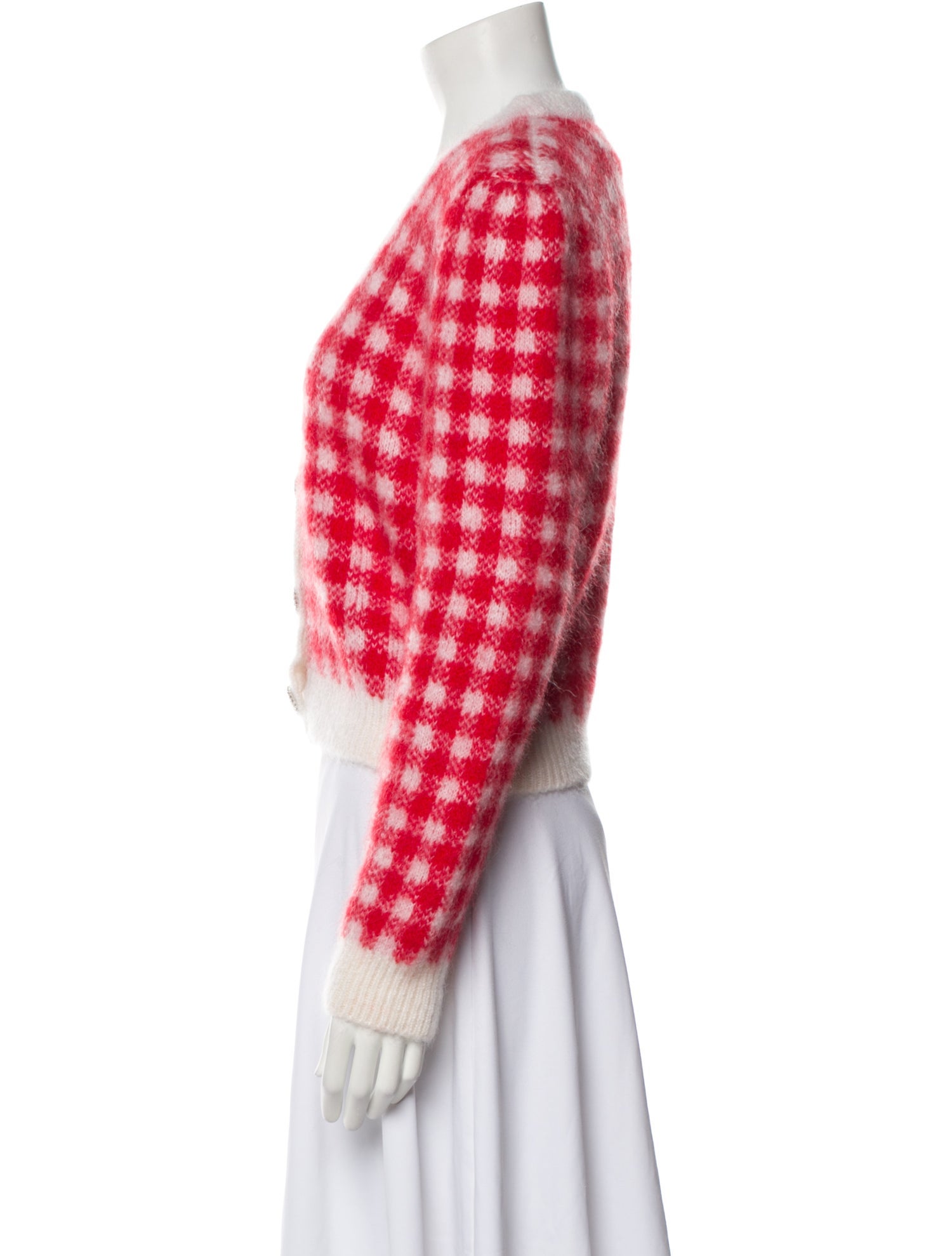 Alessandra Rich Mohair Plaid Print Sweater