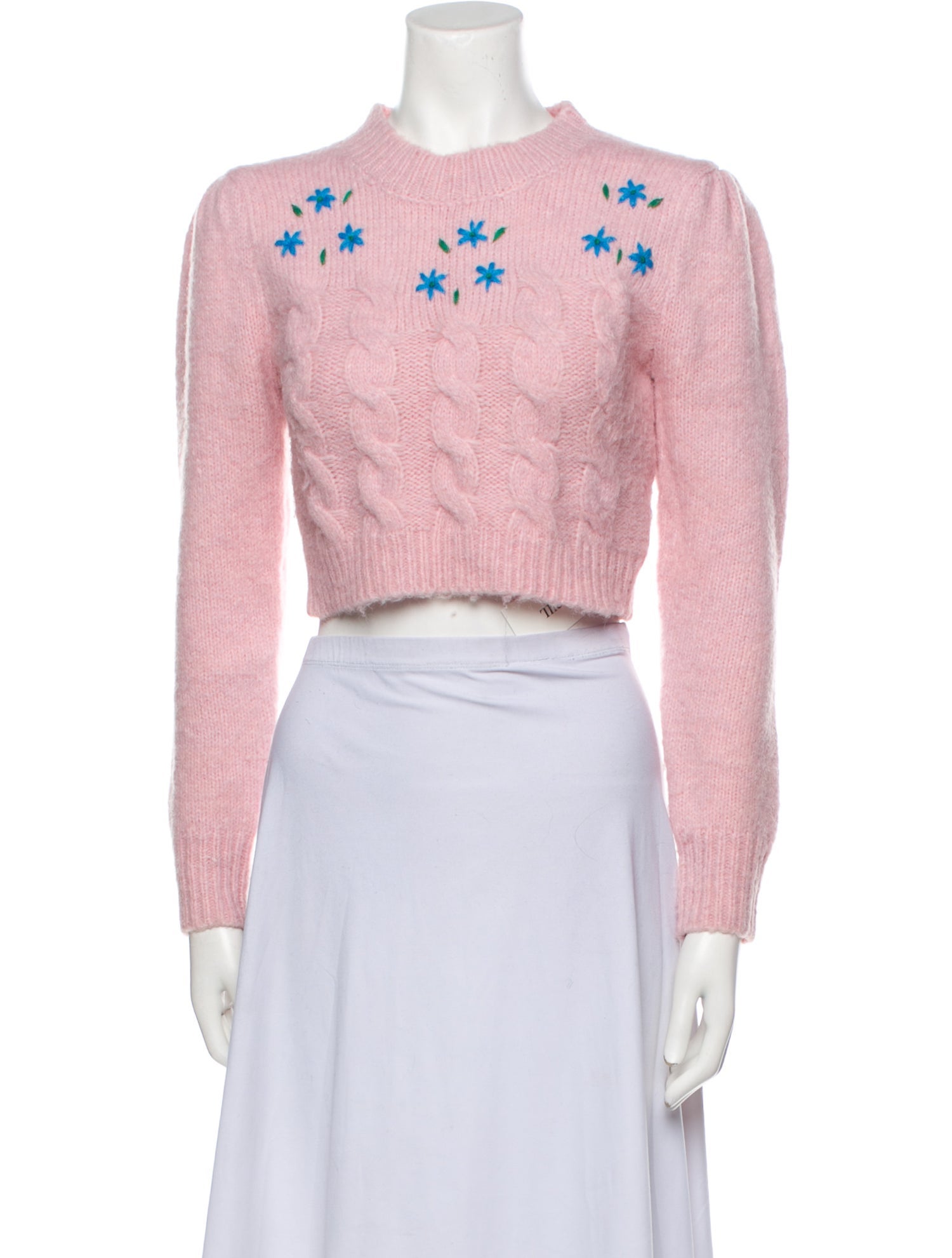 Alessandra Rich Cropped Sweater Pink Long Sleeve