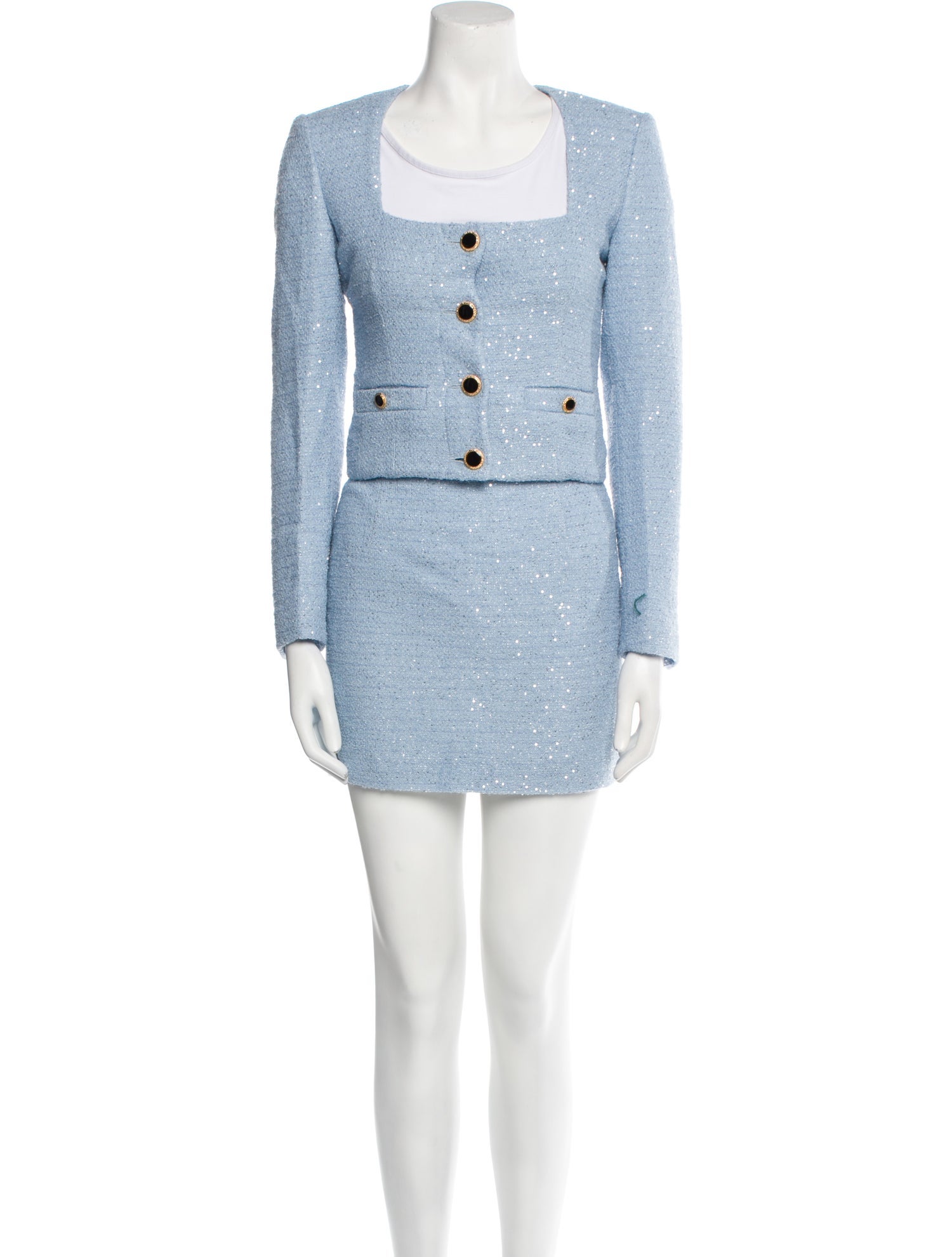 Alessandra Rich Sequin Embellishments Skirt Suit w/ Tags