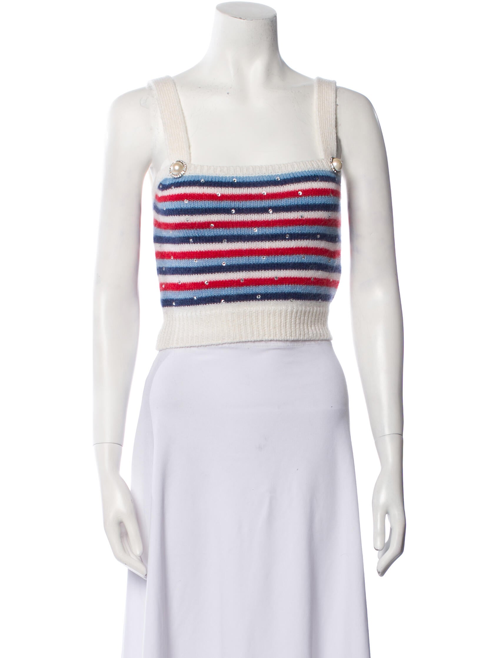 Alessandra Rich Mohair Striped Crop Top