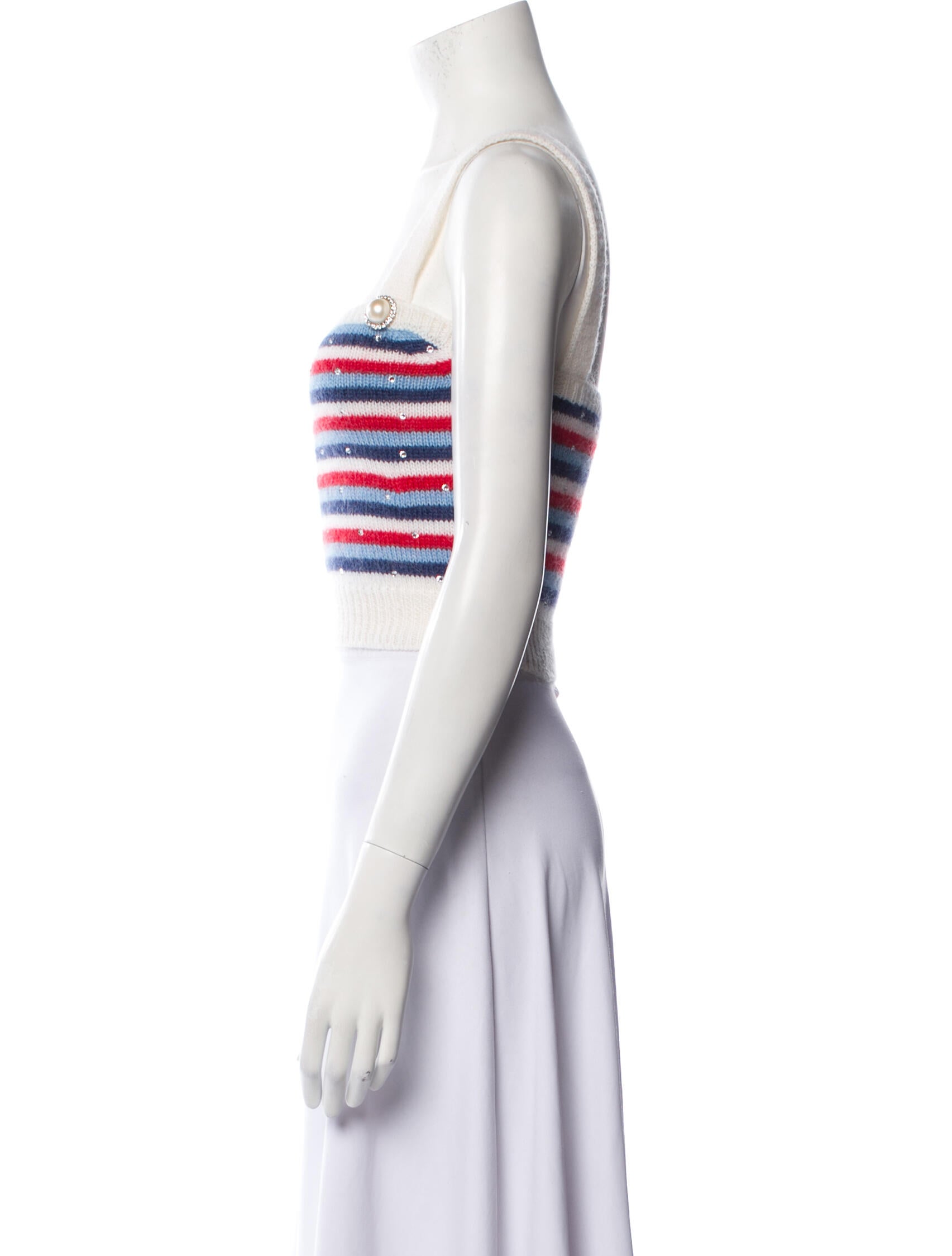 Alessandra Rich Mohair Striped Crop Top