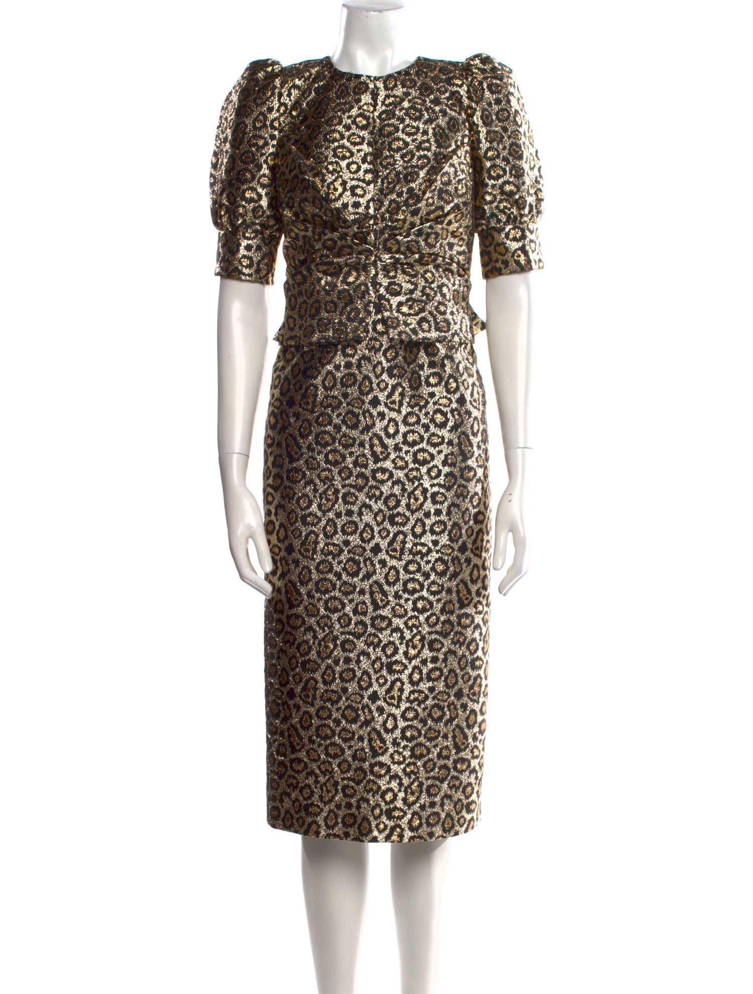 Alessandra Rich Animal Print Midi Length Dress