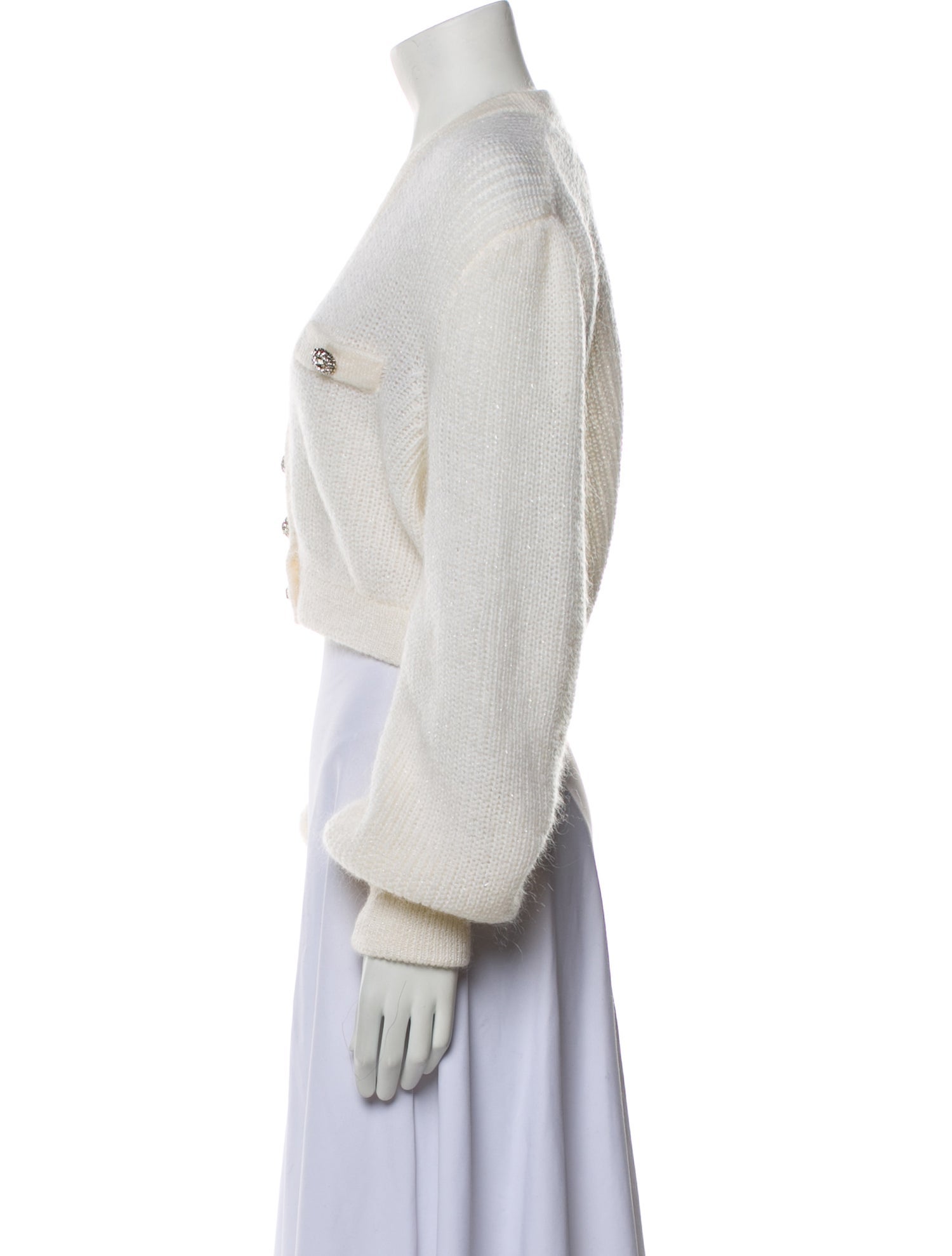 Alessandra Rich Angora Plunge Neckline Sweater