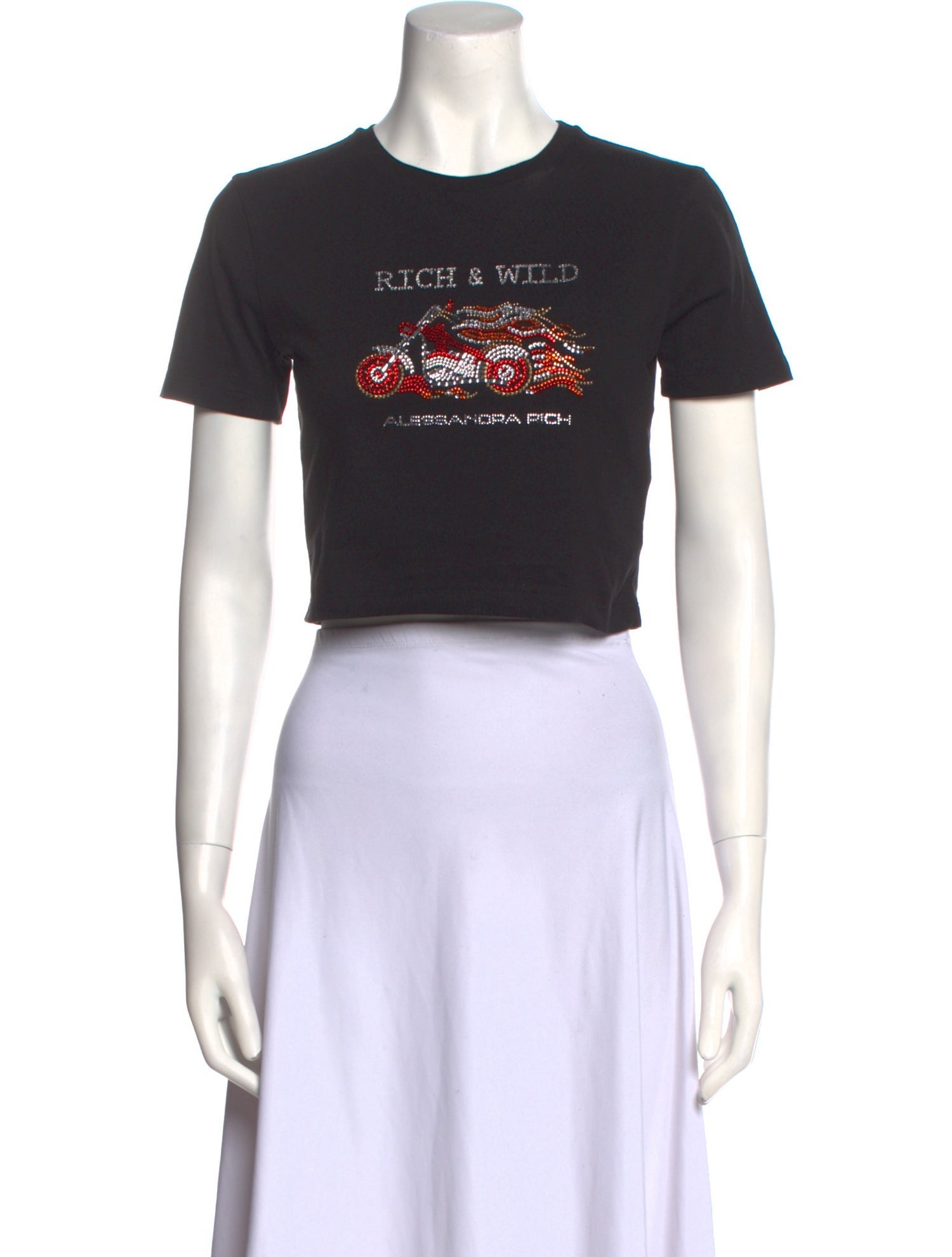 Alessandra Rich Graphic Print Crew Neck Crop Top