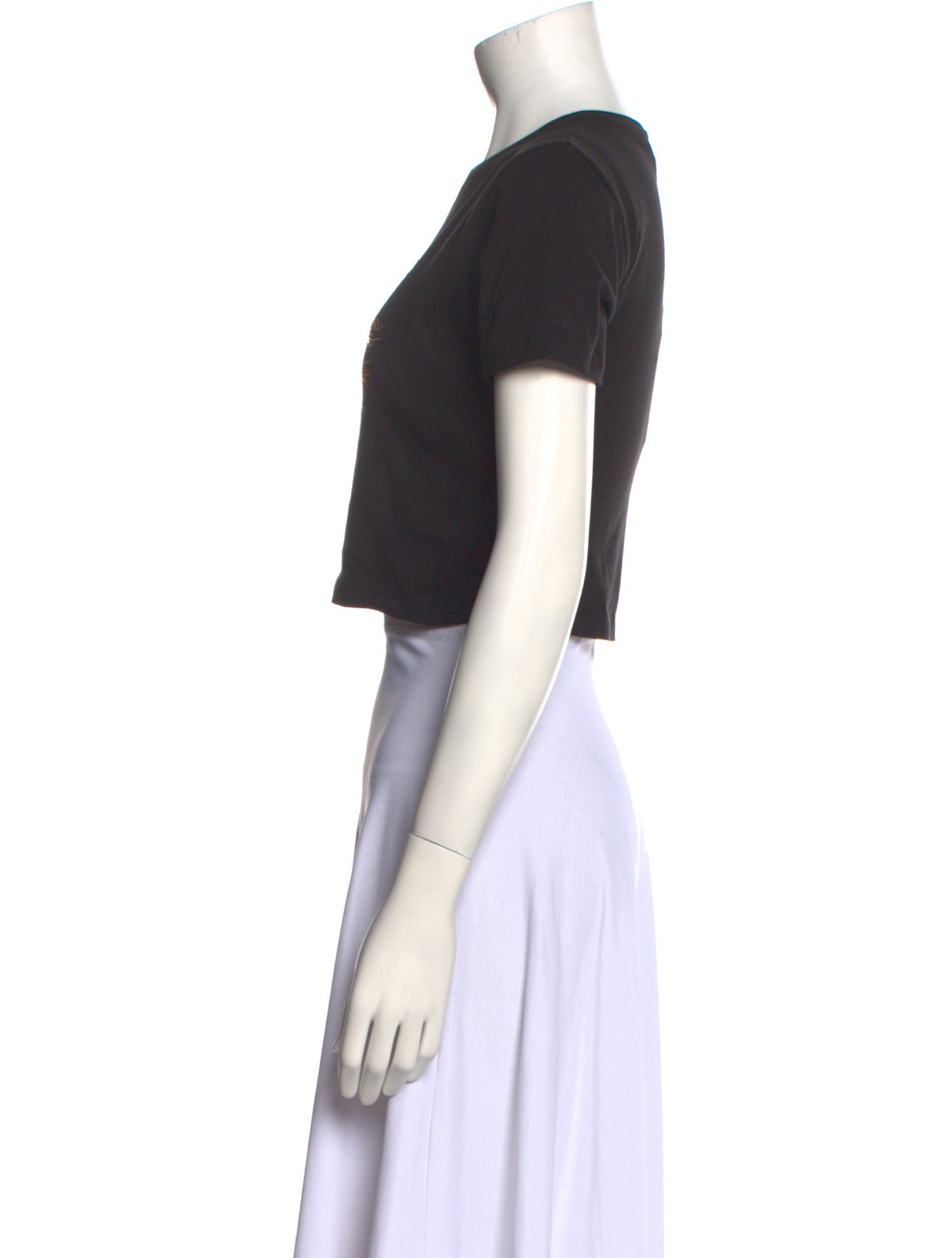 Alessandra Rich Graphic Print Crew Neck Crop Top