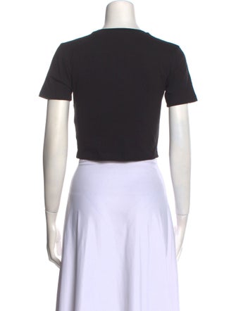 Alessandra Rich Graphic Print Crew Neck Crop Top