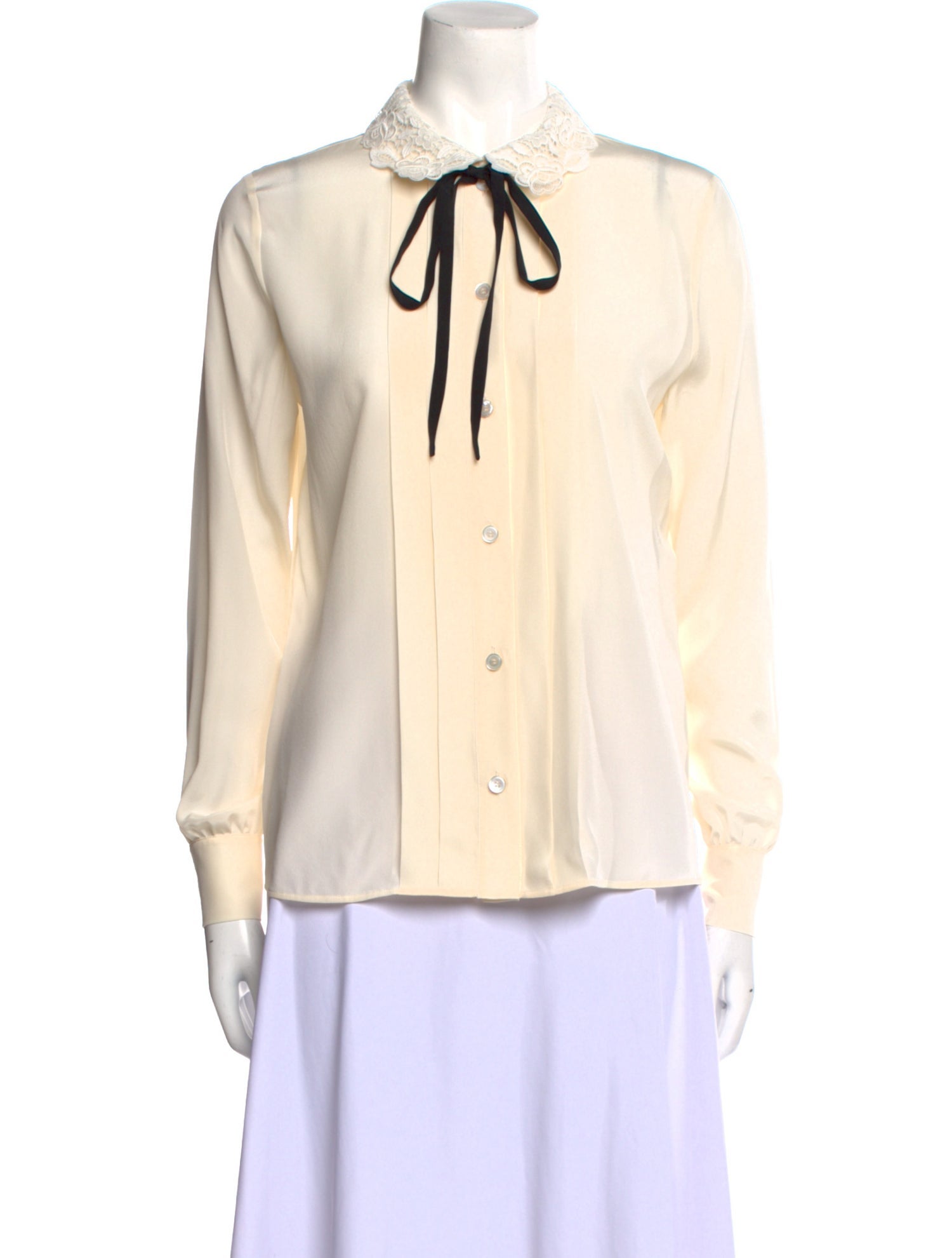 Alessandra Rich Silk Long Sleeve Button-Up Top w/ Tags