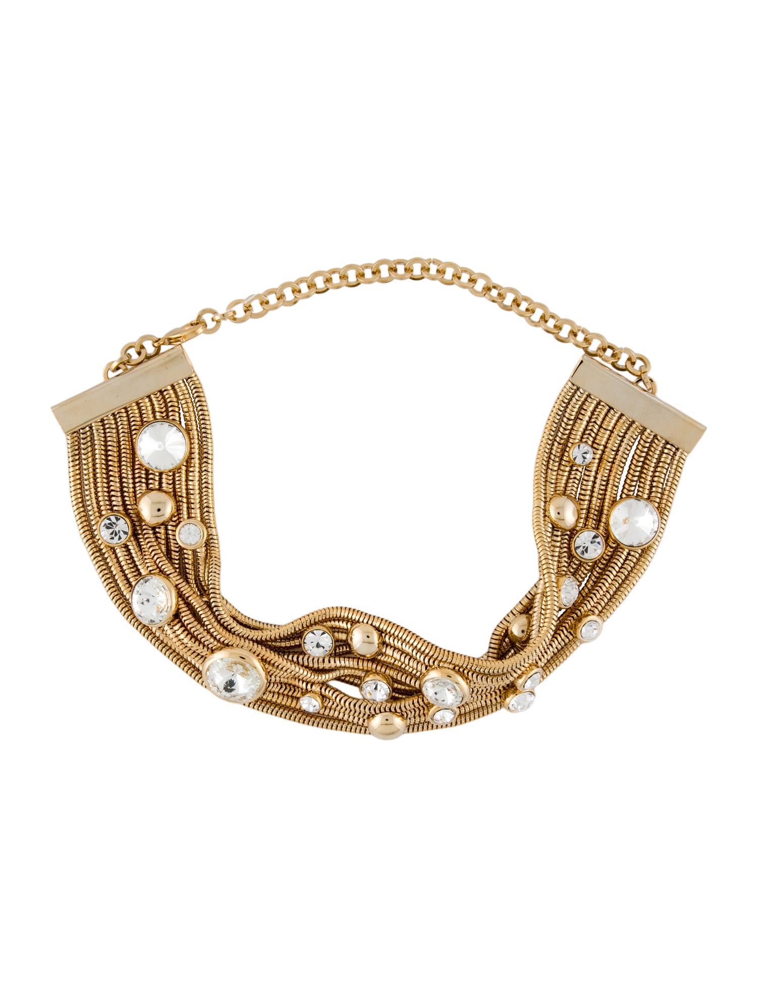 Alessandra Rich Glass Crystal Multi-chains Choker Necklace w/ Tags