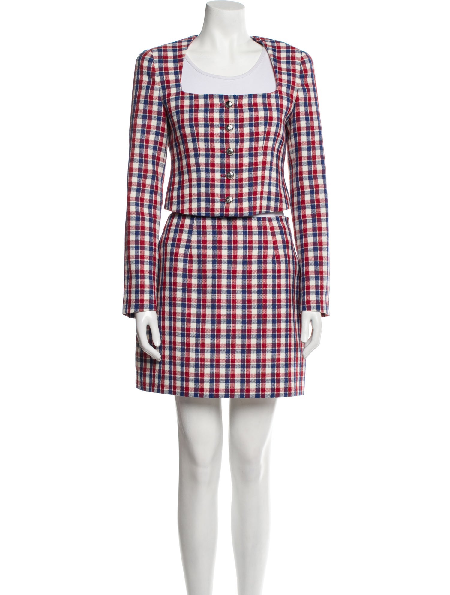 Alessandra Rich Plaid Print Skirt Set w/ Tags