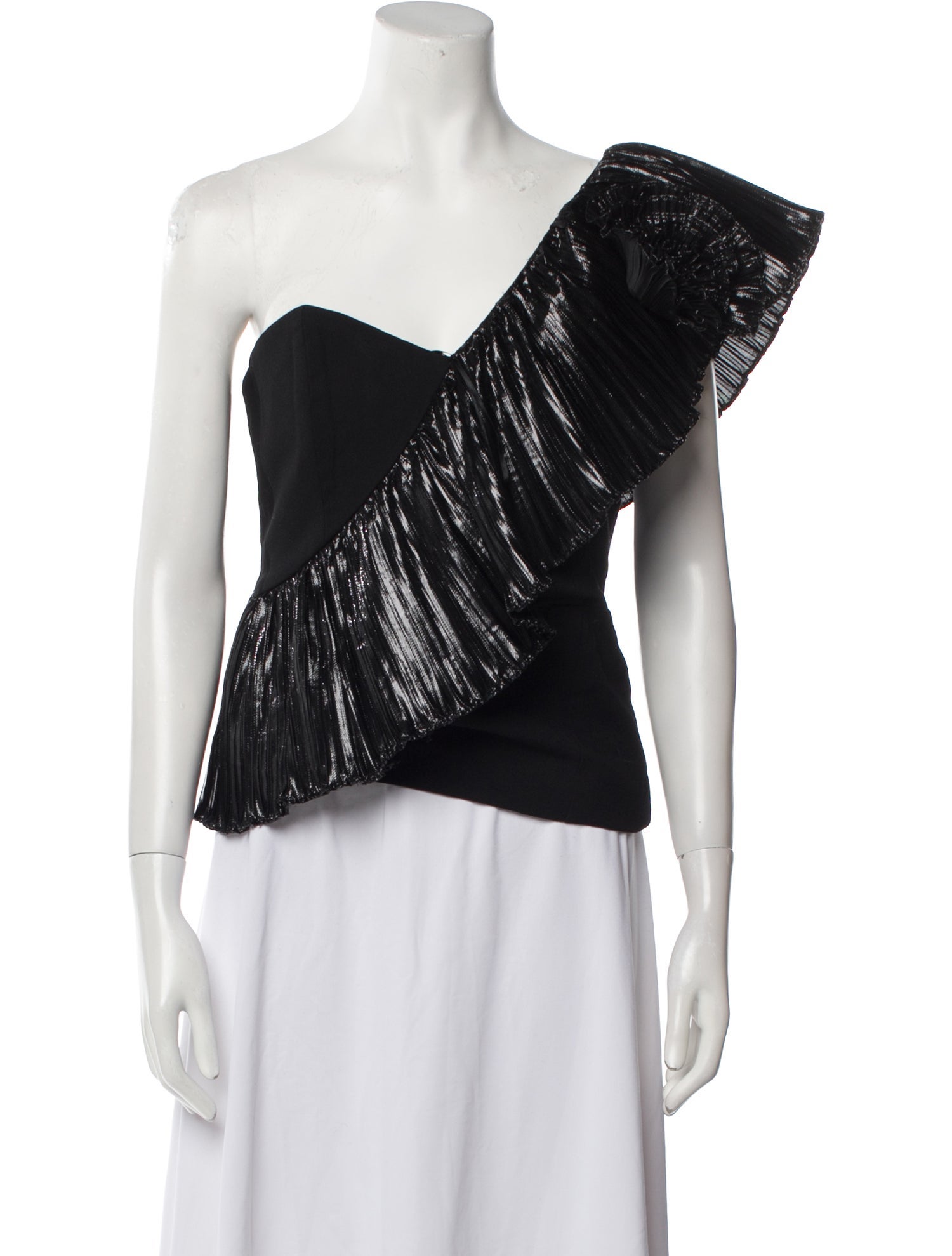 Alessandra Rich One-Shoulder Short Sleeve Crop Top