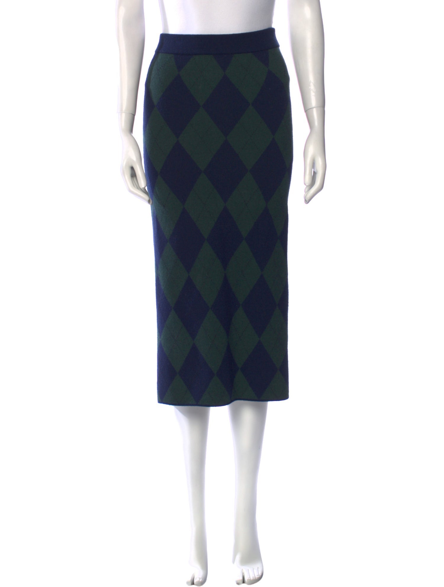Alessandra Rich Plaid Print Midi Length Skirt