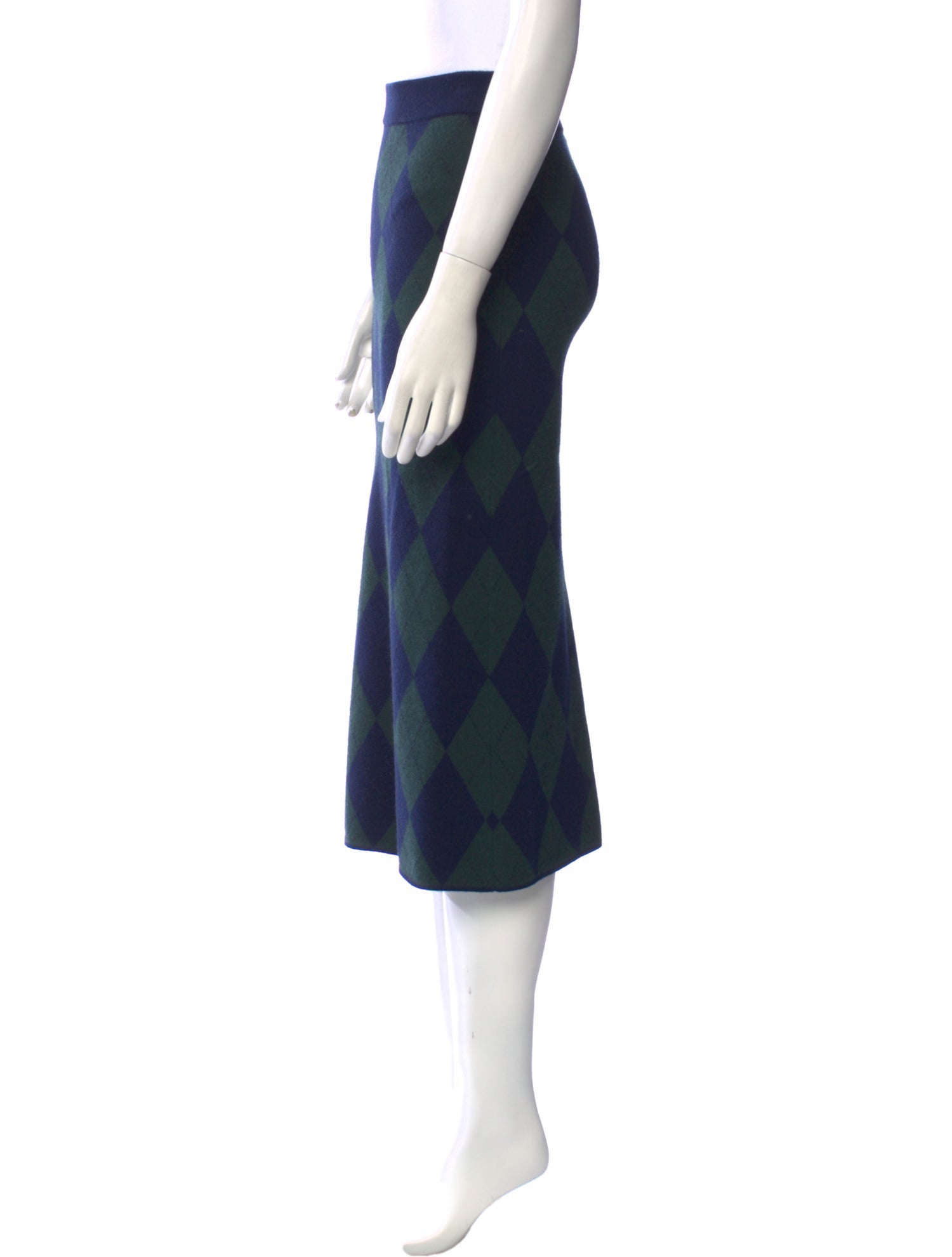 Alessandra Rich Plaid Print Midi Length Skirt