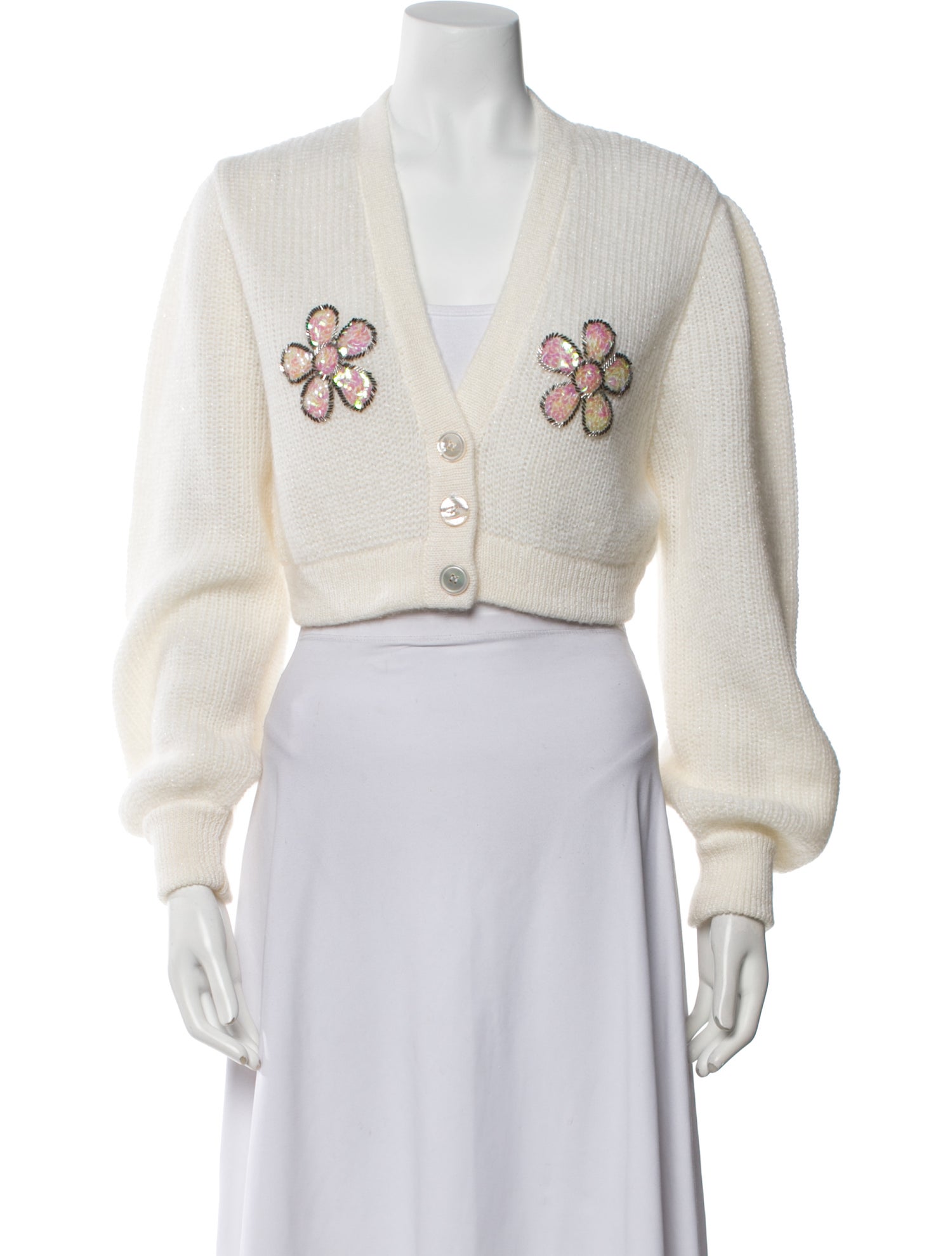 Alessandra Rich Graphic Print V-Neck Sweater