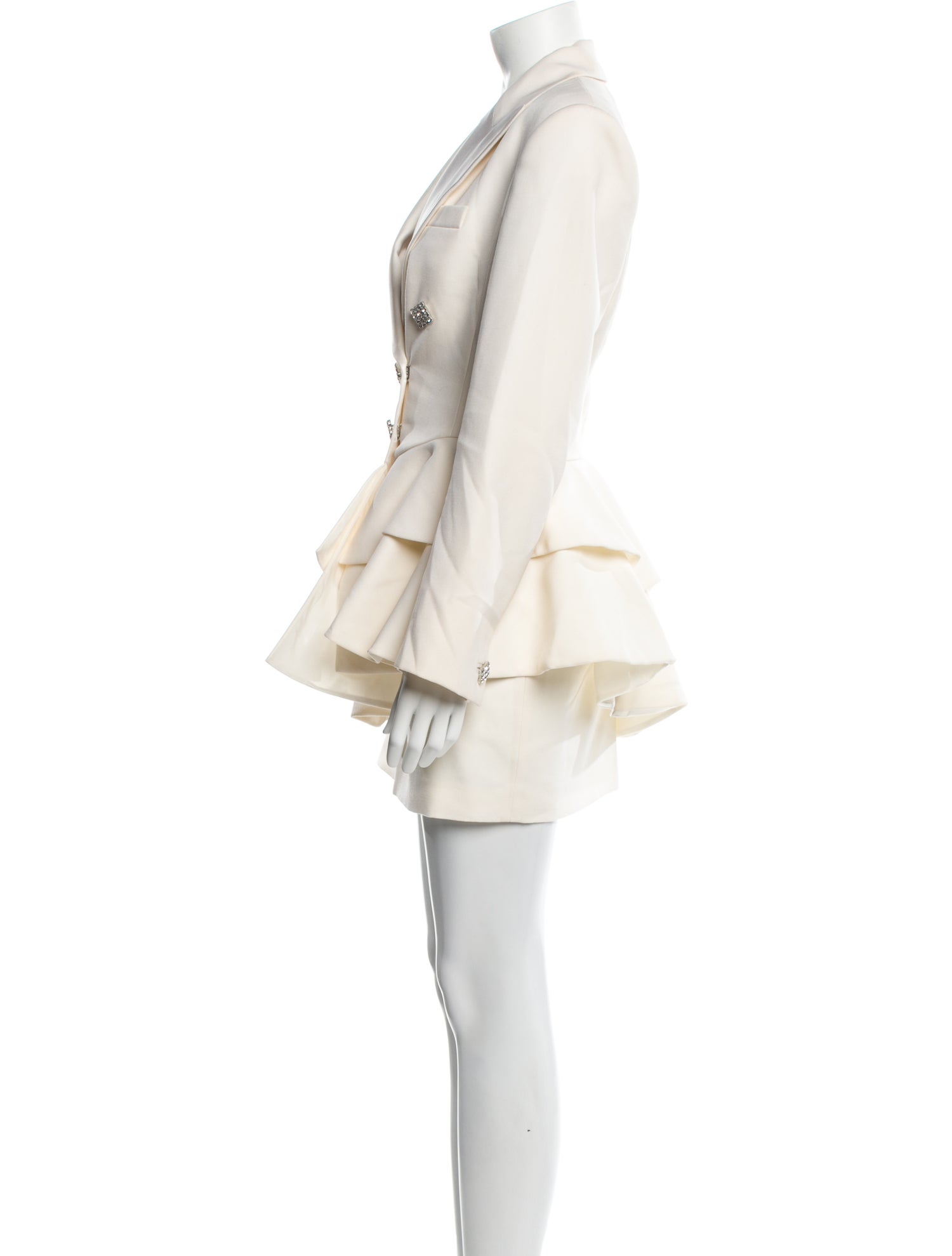 Alessandra Rich Wool Crystal Embellishments Skirt Suit