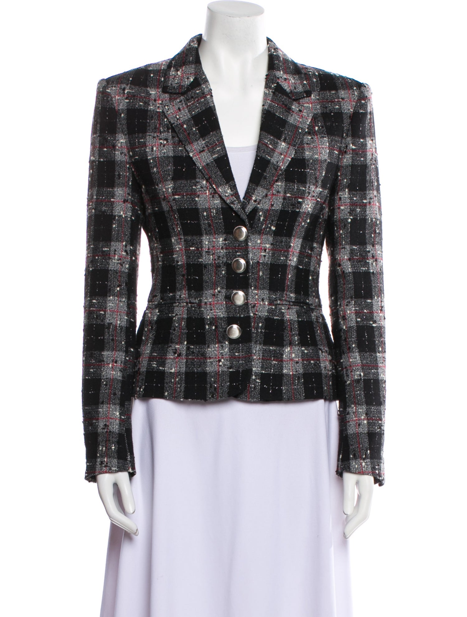 Alessandra Rich Plaid Print Blazer