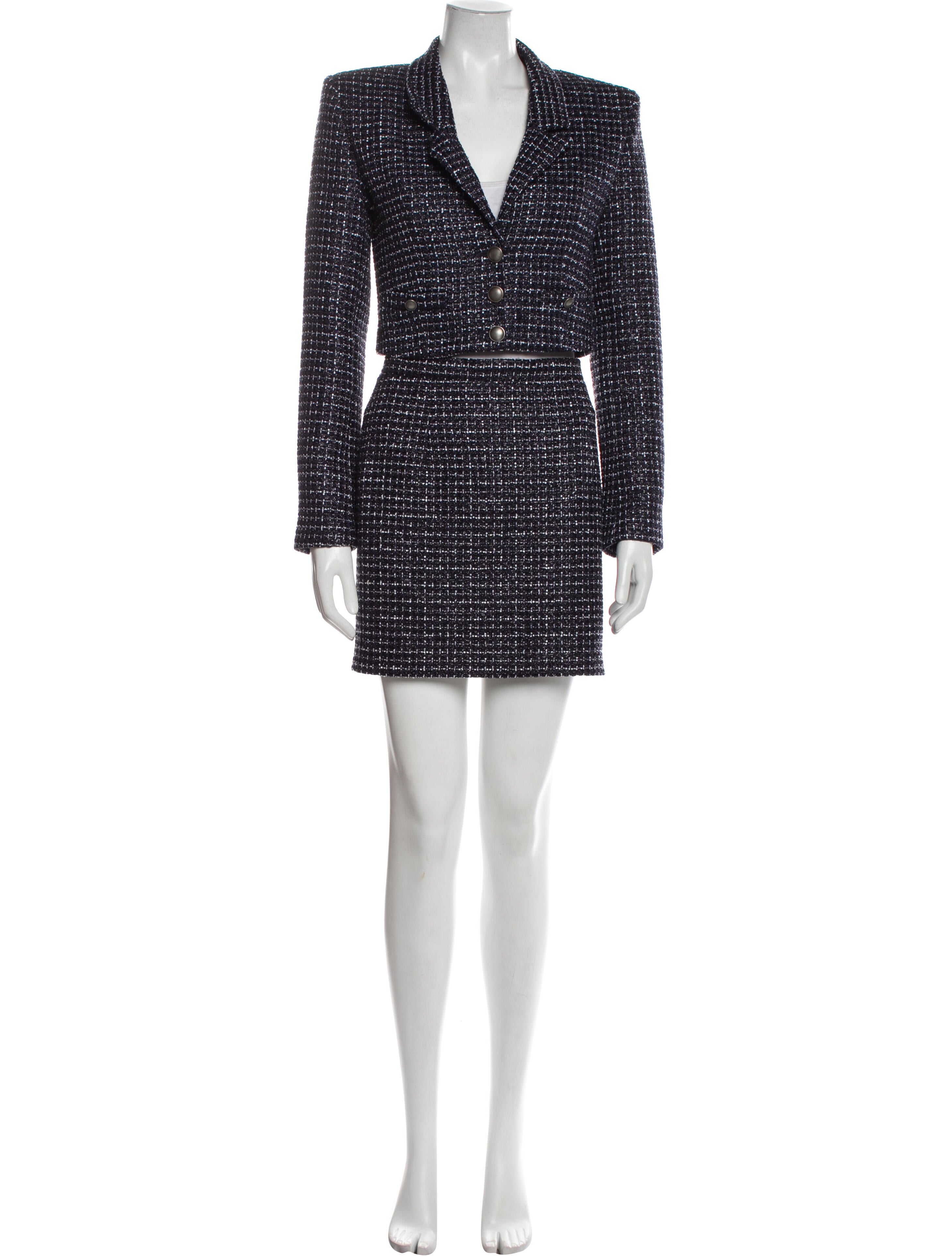 Alessandra Rich Tweed Tweed Pattern Skirt Suit