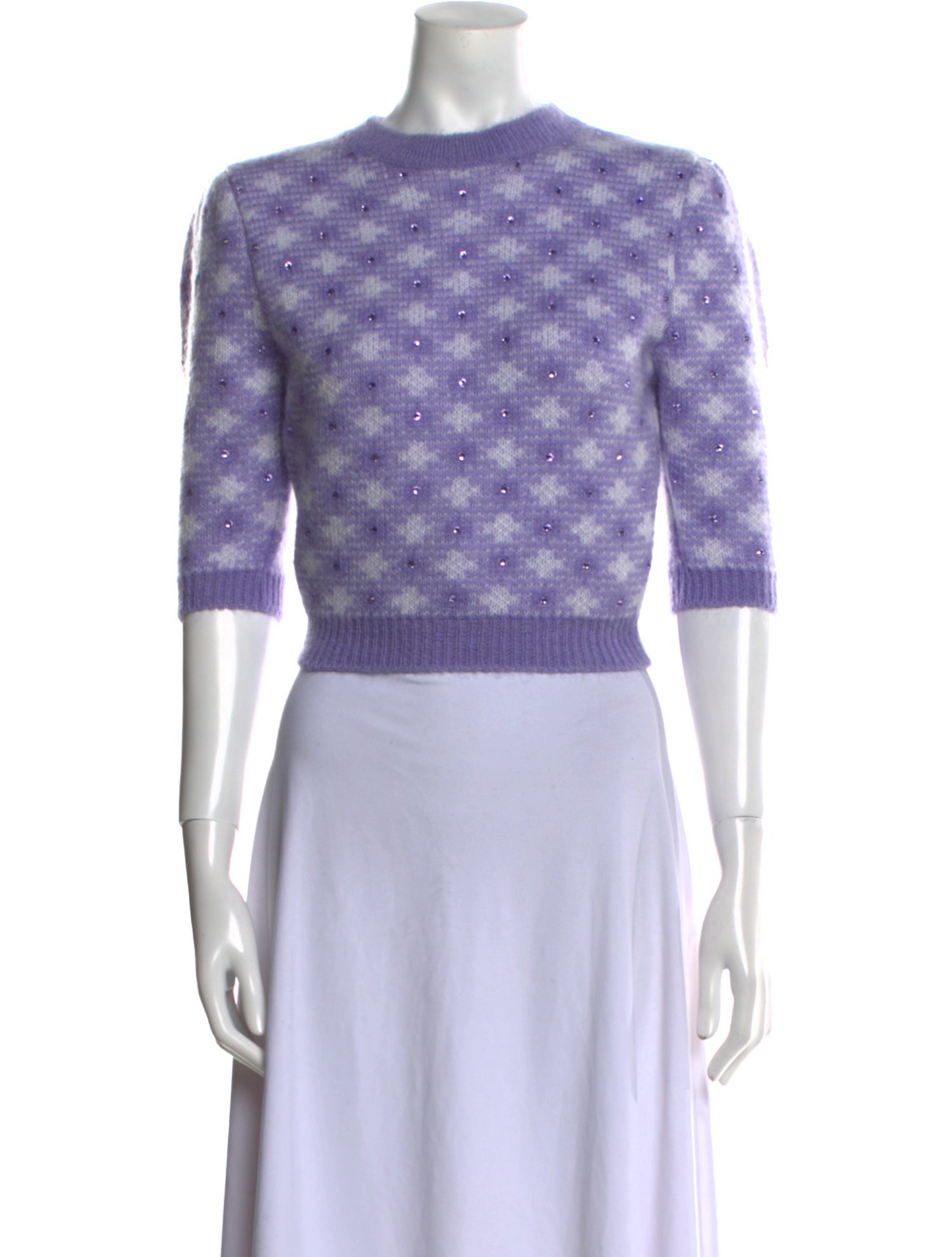 Alessandra Rich Plaid Print Crew Neck Sweater