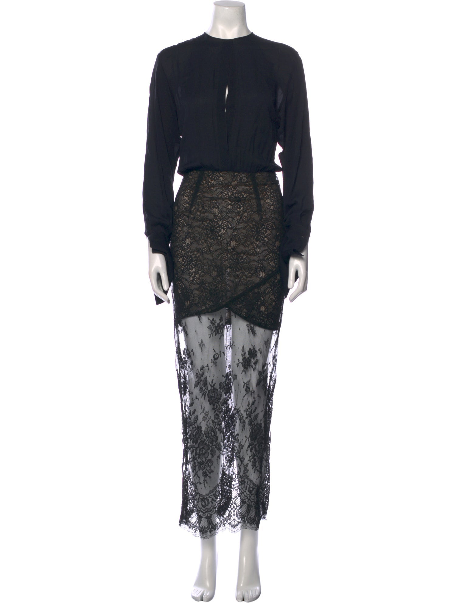 Alessandra Rich Lace Pattern Long Dress