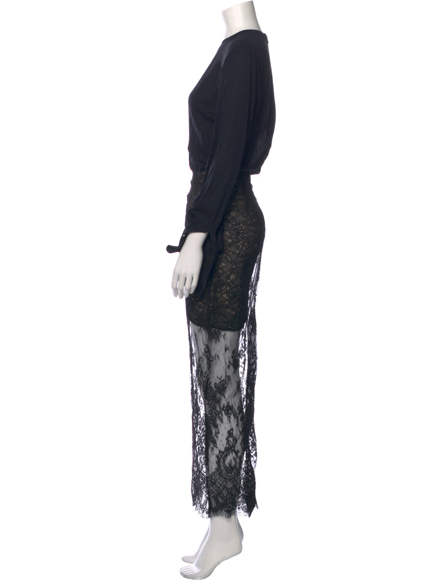 Alessandra Rich Lace Pattern Long Dress