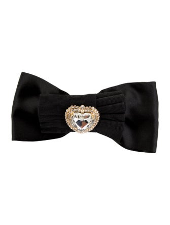 Alessandra Rich Satin Heart Embellished Hair Bow