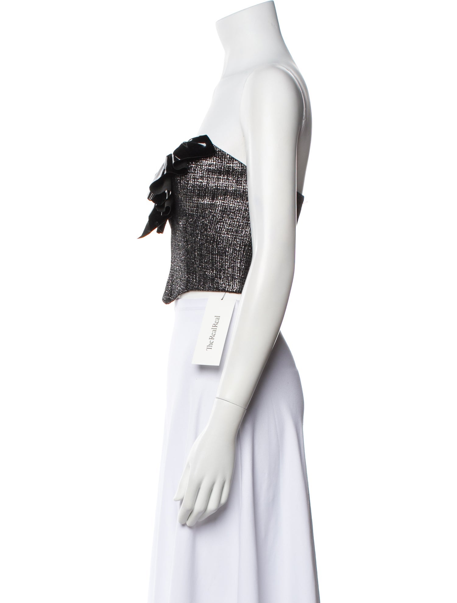 Alessandra Rich Virgin Wool Strapless Crop Top