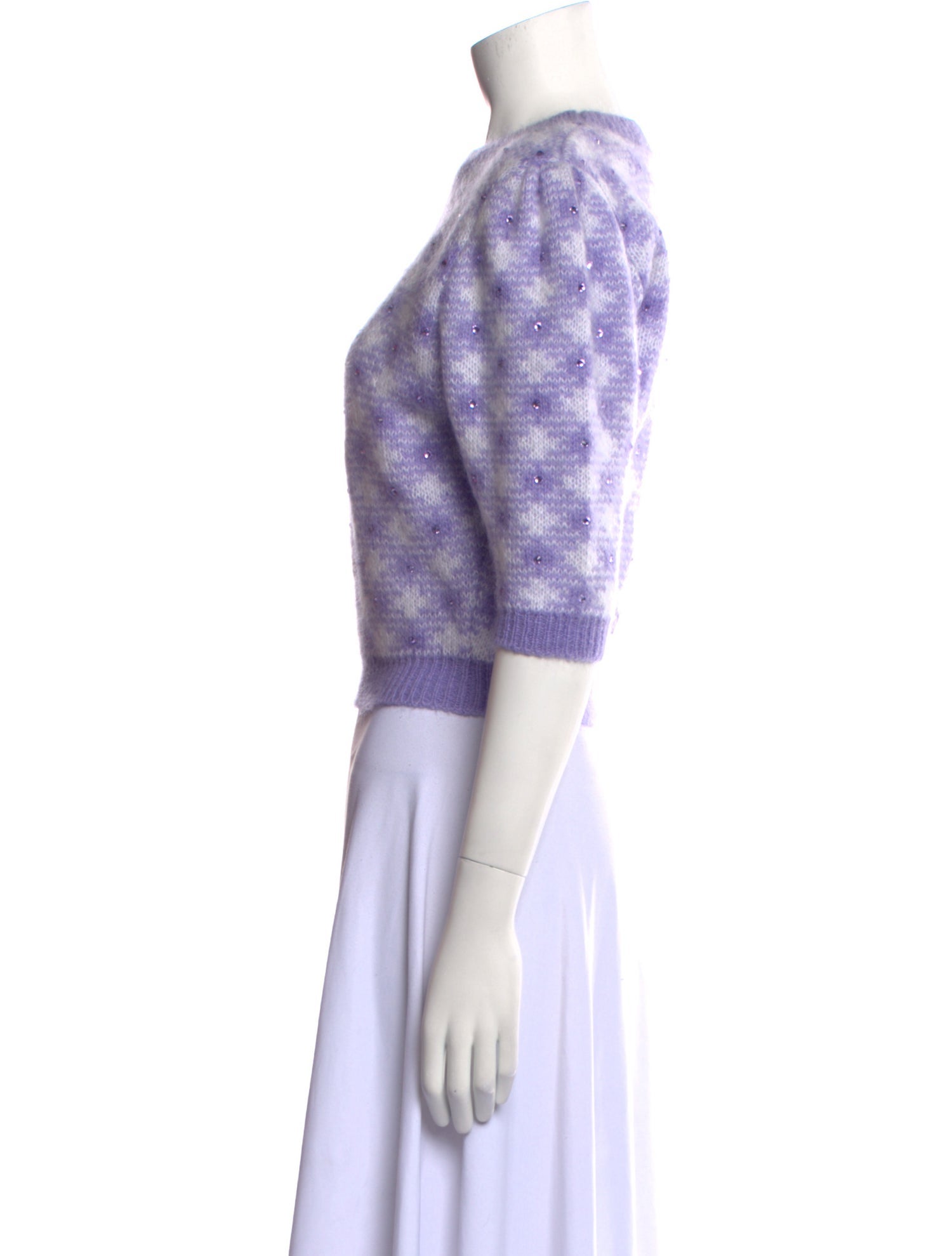 Alessandra Rich Mohair Plaid Print Sweater