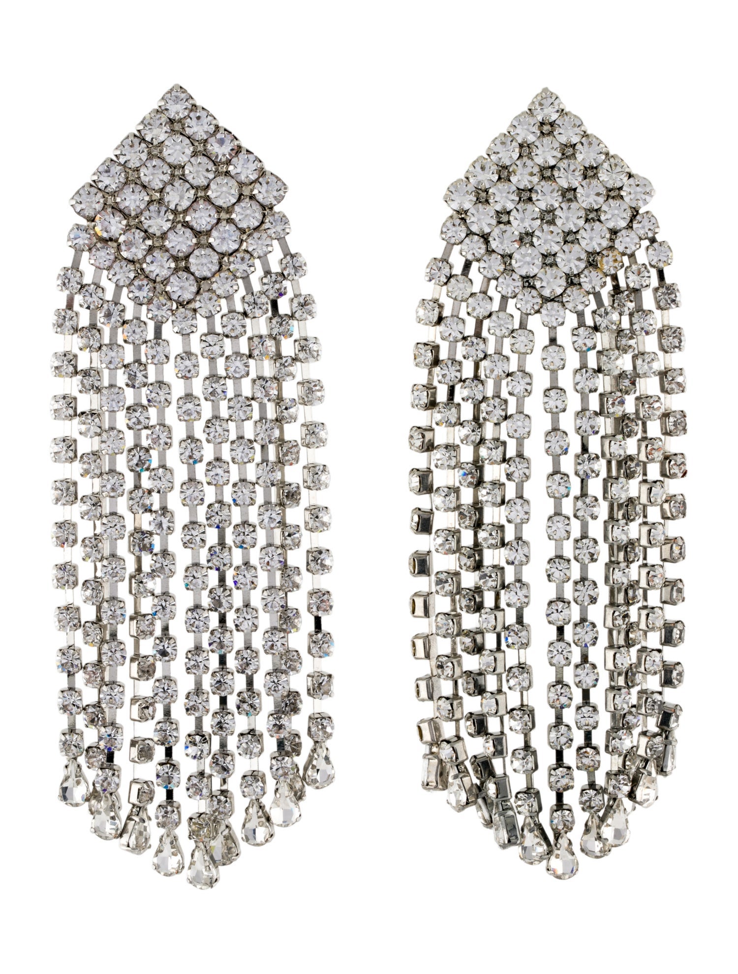 Alessandra Rich Crystal Square Tassel Clip-On Earrings