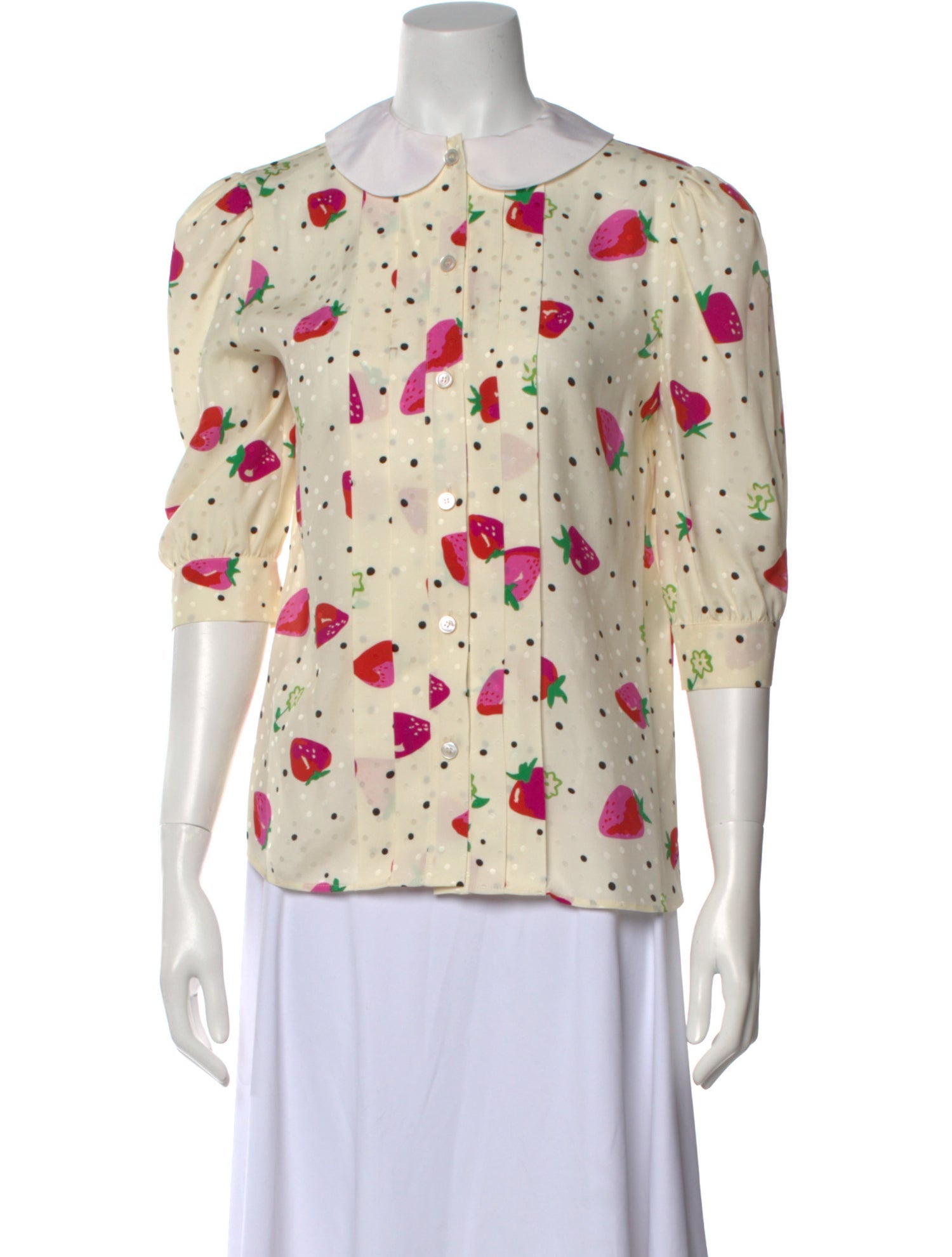 Alessandra Rich Silk Printed Button-Up Top